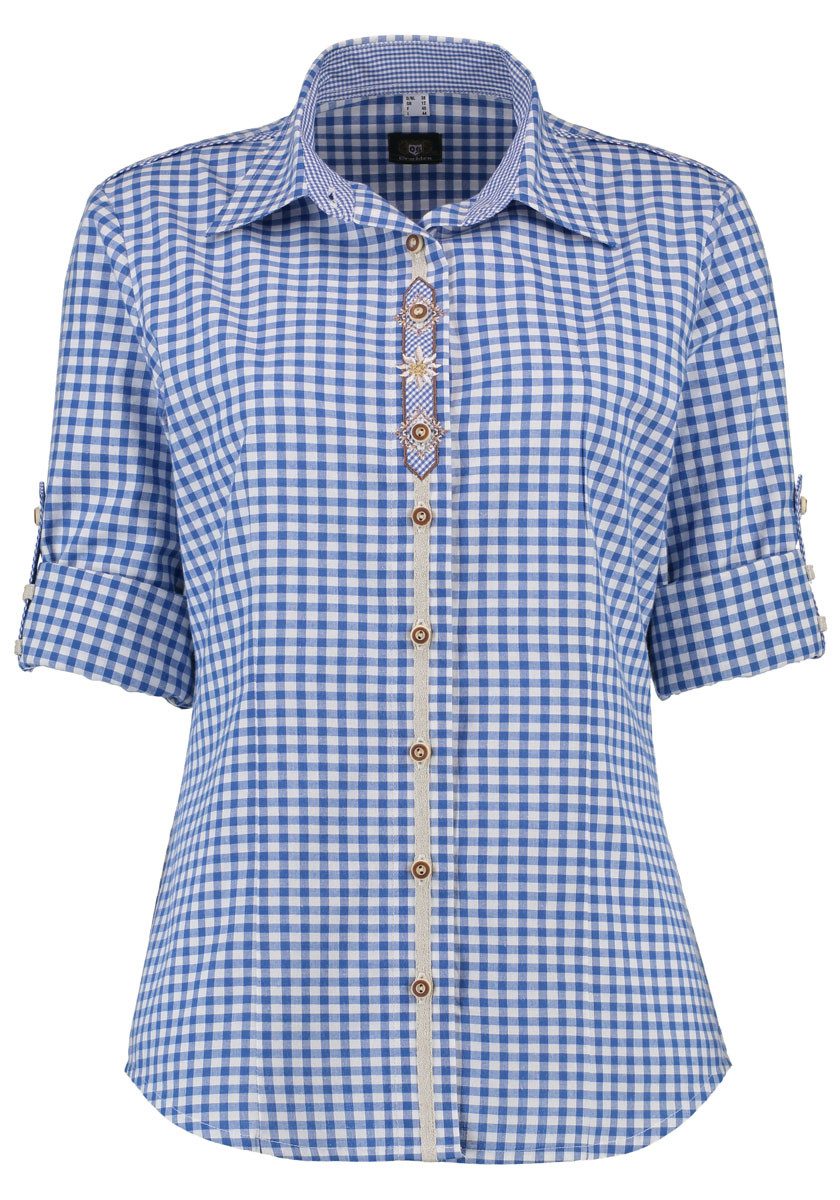 OS Trachten Trachtenbluse Flosa Langarmbluse mit Edelweiß-Stickerei auf der günstig online kaufen