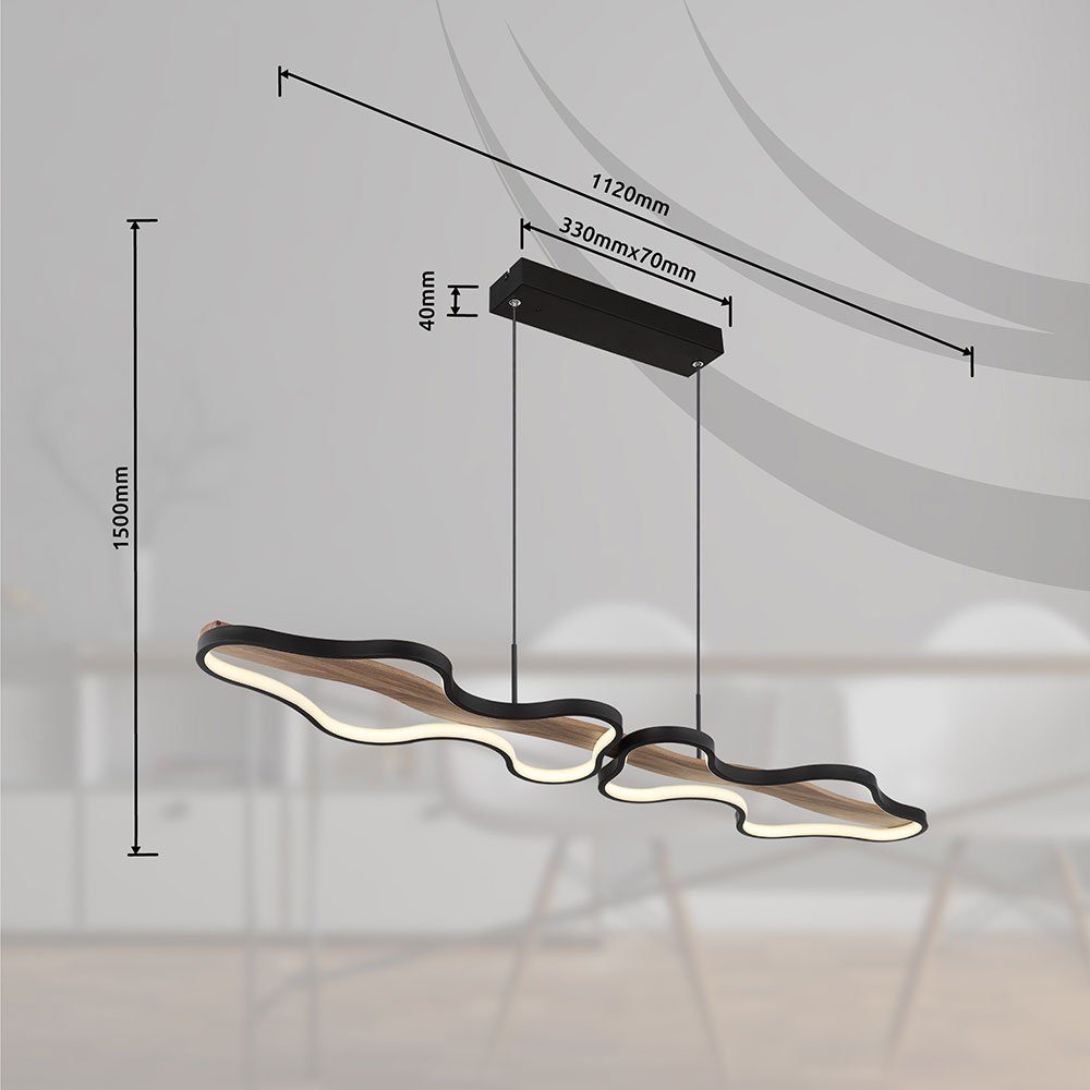 Dimmbar H LED-Hängeleuchte, Holz Fernbedienung LED Pendellampe Deckenlampe Hängeleuchte Globo