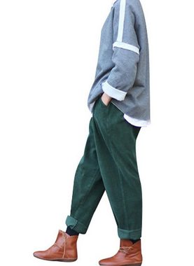 AFAZ New Trading UG Cordhose Frauen-elastische Taille Corduroy Hose mit Taschen Loungepants (1-tlg)