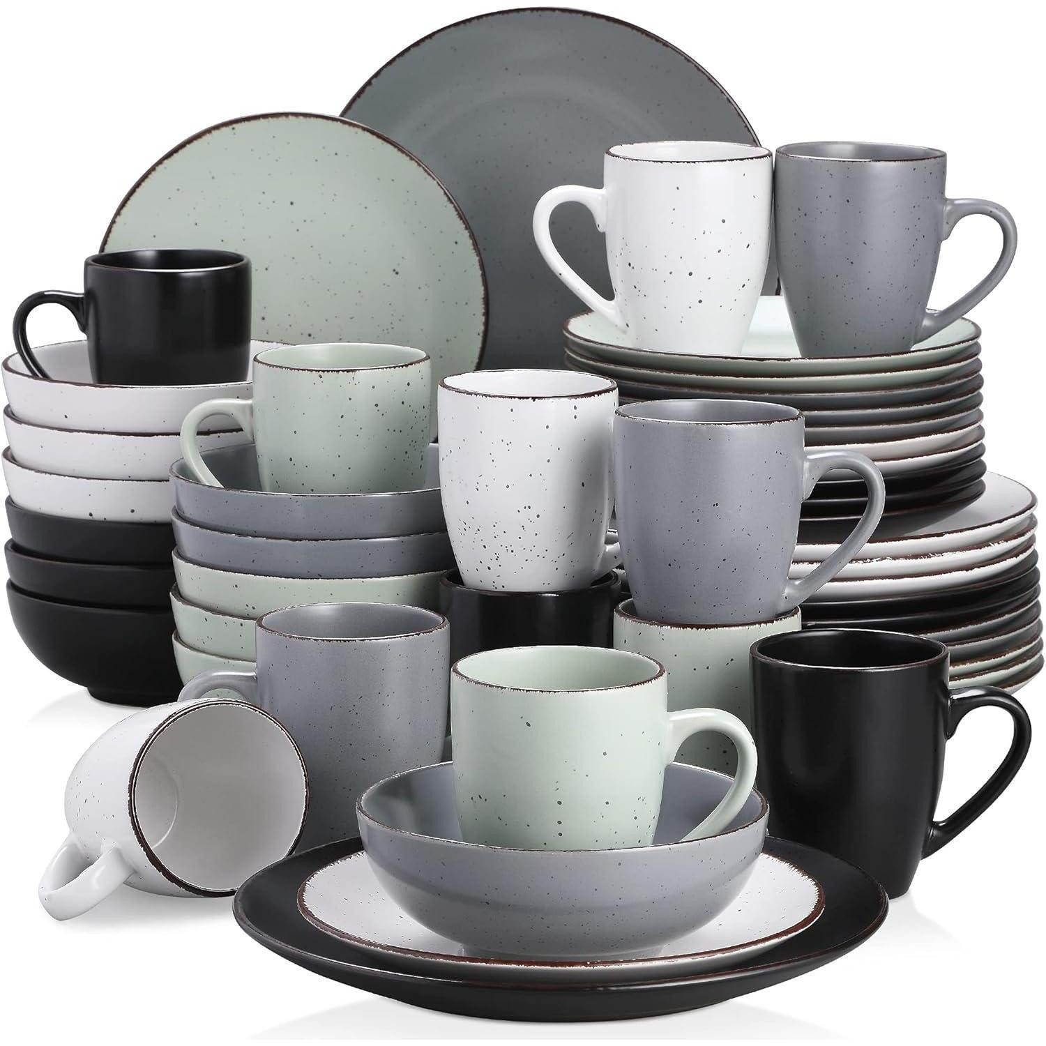 LuxusKollektion Kombiservice Tafelservice Steingut Vintage 48teilig 48-Piece for 12 Mehrfarbig