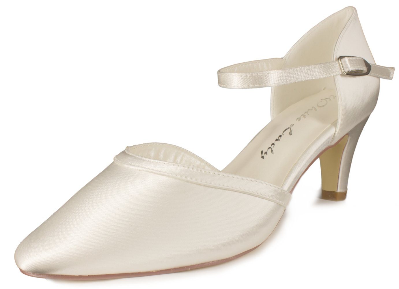 White Lady 752 ivory Satin - einfärbbare Brautschuhe Slingpumps – Bild 4 von 4