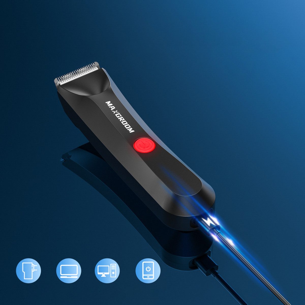 MAXGROOM Multifunktionstrimmer M-9087, Trimmer Set mit Zubehör, Wasserdichter Präzisionstrimmer mit LED-Licht