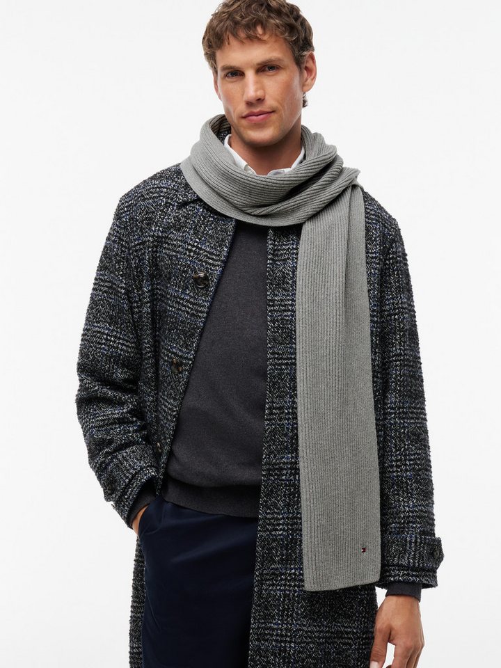 Tommy Hilfiger Strickschal TH FLAG PIMA COTTON CASH SCARF, mit Logostickerei, mit Kaschmiranteil Unisex