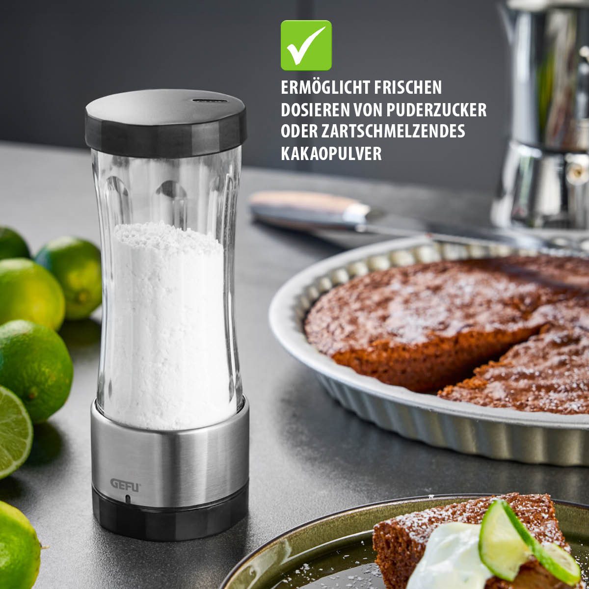 GEFU Puderzuckerstreuer Puderzuckermühle DISPENSO