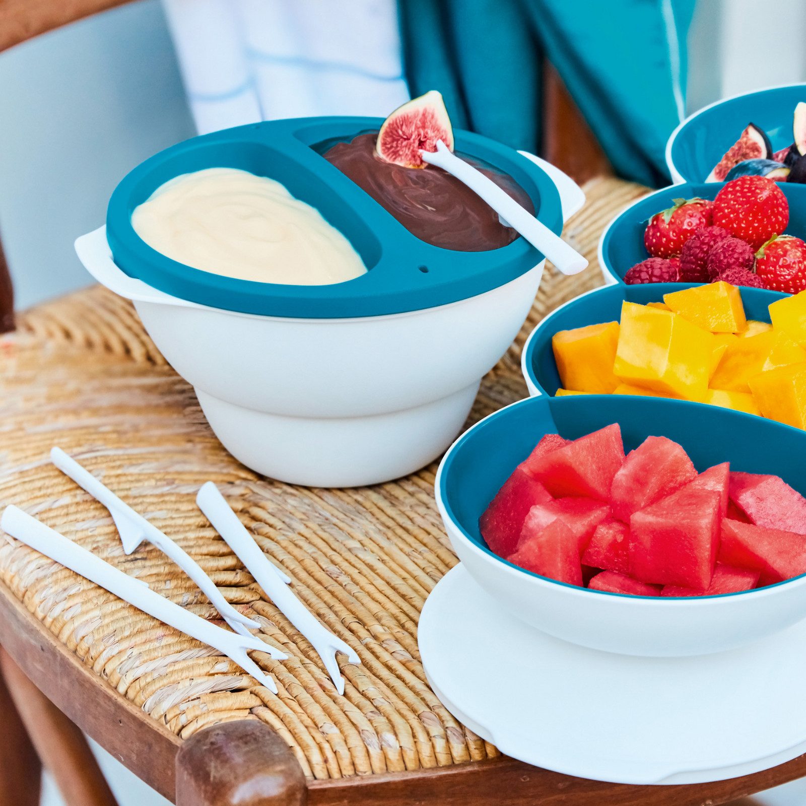 TUPPERWARE Servierschale Tupperware C169 Micro Servier & Dip türkis Schokofondue, gekühlte Dips