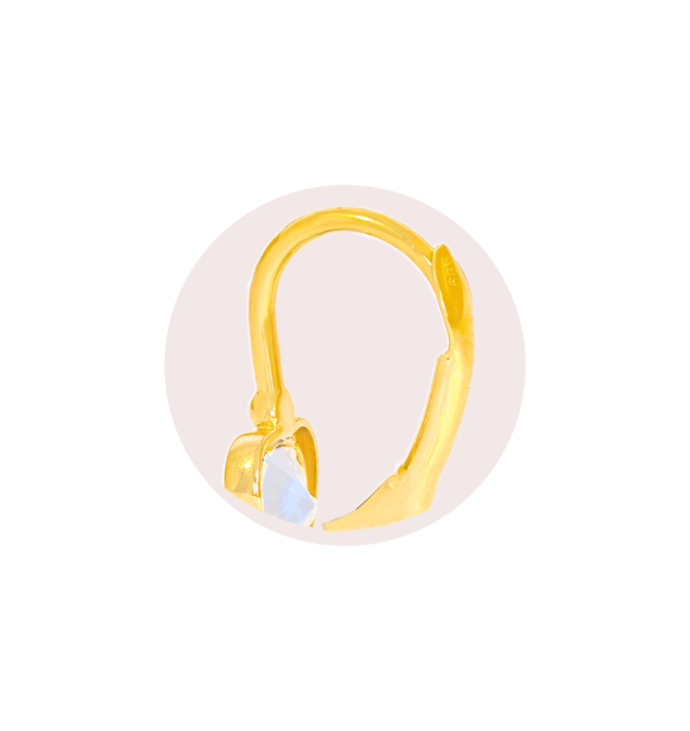 Stella-Jewellery Paar Ohrhänger 585 Gold Kinder Klappbrisur Ohrringe Herz Model 2 (inkl. Etui, Gold Ohrschmuck)