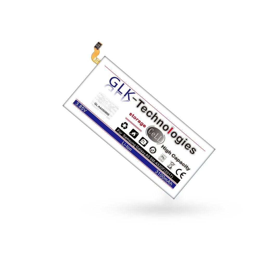 GLK-Technologies Original GLK-Technologies® High Power, Akku passend kompatibel mit Samsung Galaxy A5 2017 SM-A520F EB-BA500ABE, 3100 mAh // Reparaturset Werkzeug Set Smartphone-Akku 3100 mAh (3.8 V)