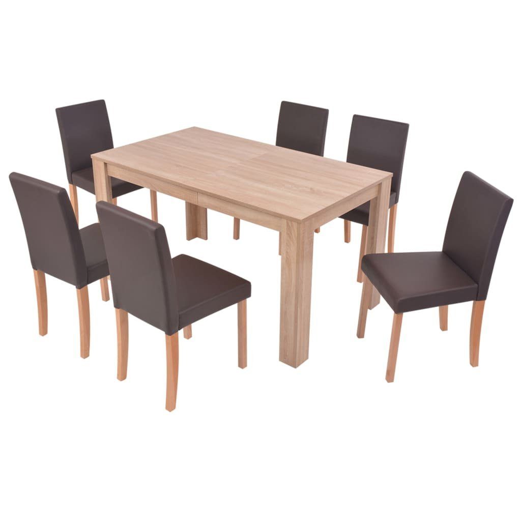 DOTMALL Essgruppe Esszimmer-Set (7-tlg), 7-teilige Tischgruppe mit modernem Braun