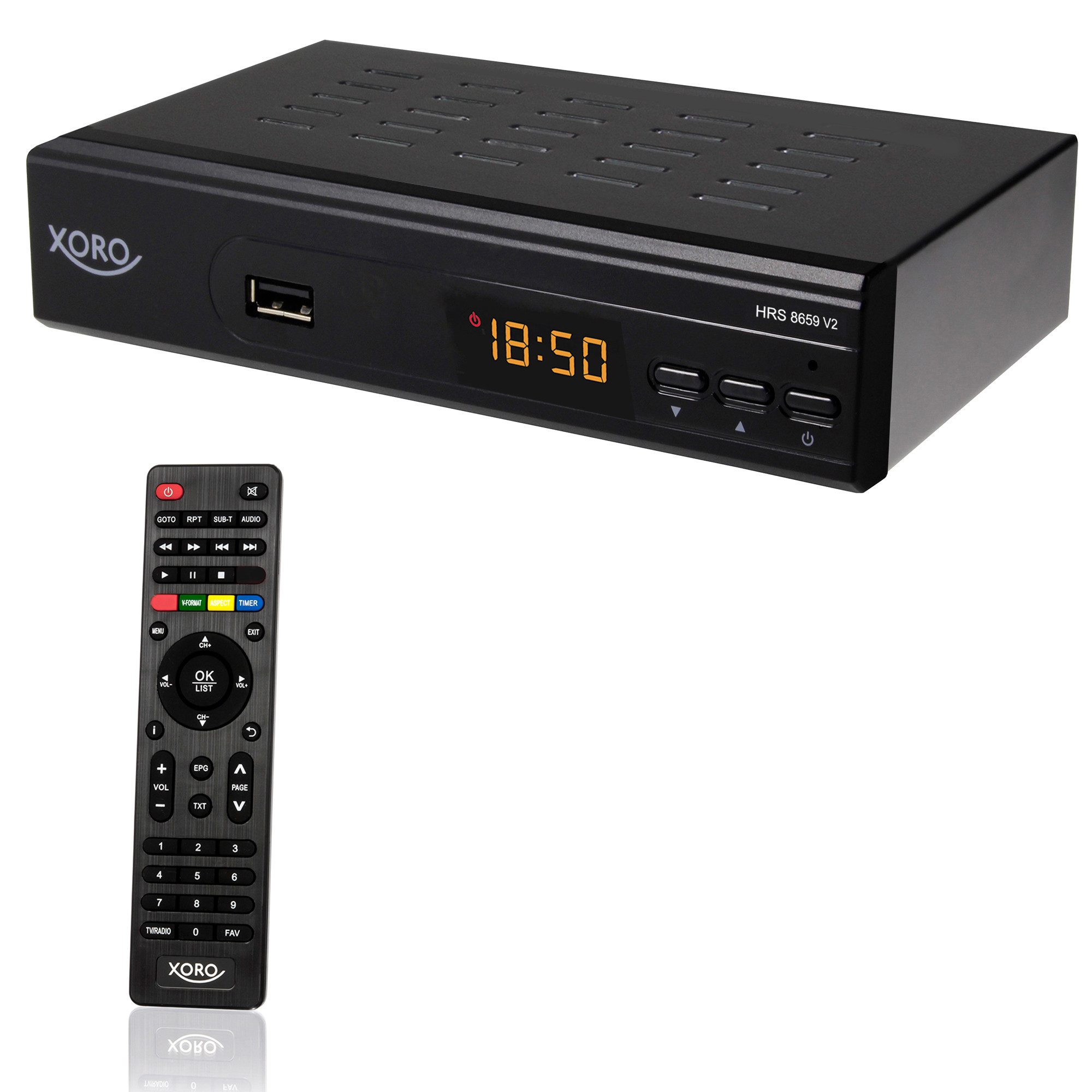 Xoro HRS 8659 V2 - HD DVB-S2 mit HDMI, SCART, USB-Mediaplayer SAT-Receiver (Unicable‑Unterstützung EN50494/EN50607 für moderne Sat‑Anlagen)