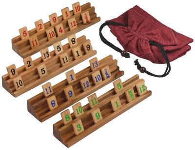 Logoplay Holzspiele Spiel, Rummy Okey für 2 bis 4 Spieler - 108 Spielsteine und 4 Halterungen im StoffbeutelHolzspielzeug