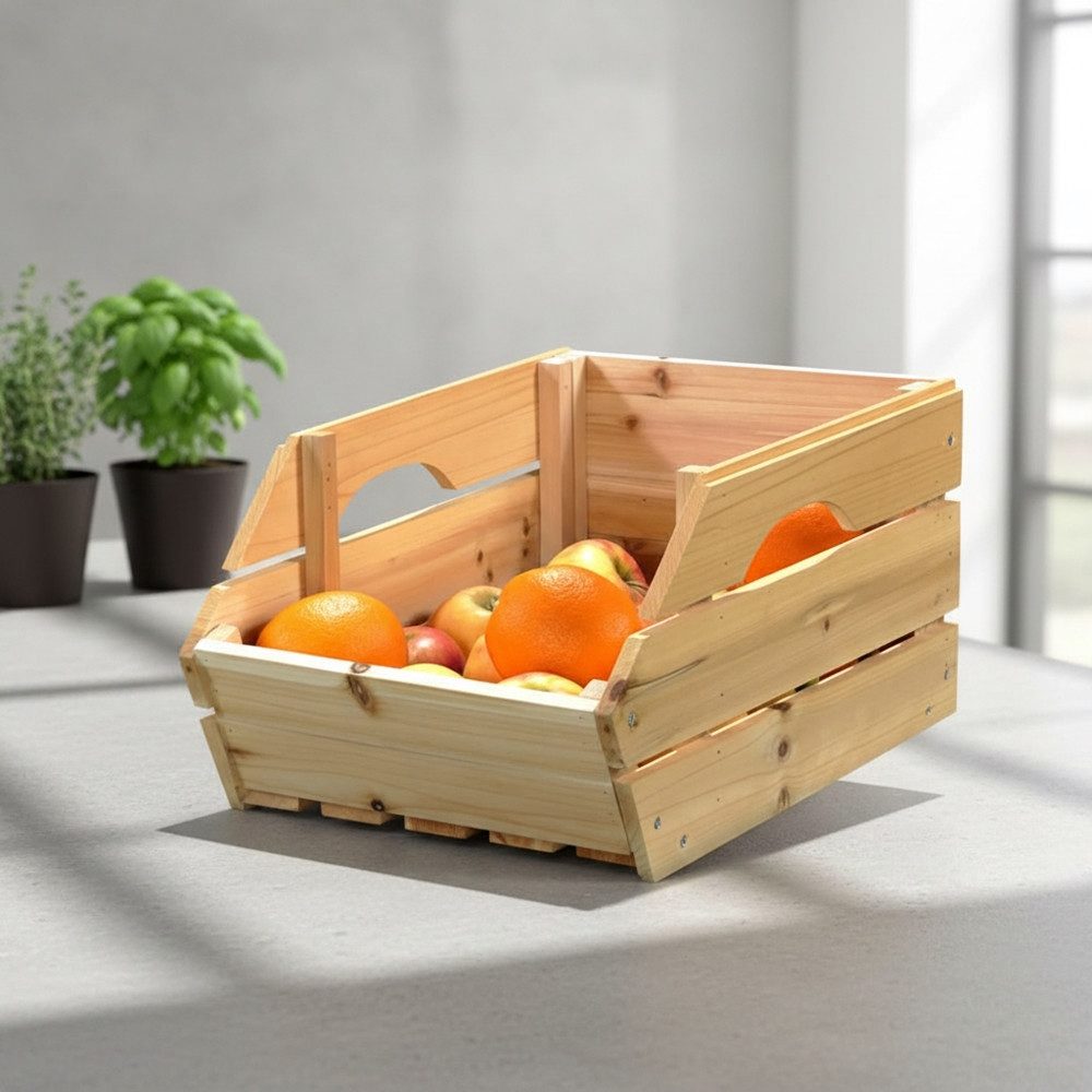 Melko Kartoffelkiste Holzkiste Obstkiste Kartoffelkiste mit Griffen aus Holz Weinkisten (Stück), Fichtenholz