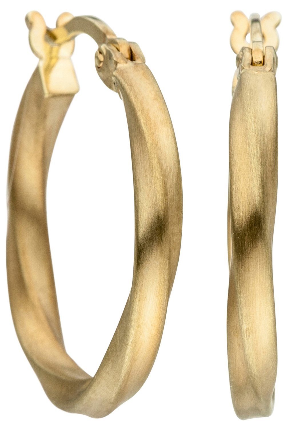 JOBO Paar Creolen Ohrringe gedreht, 925 Silber vergoldet