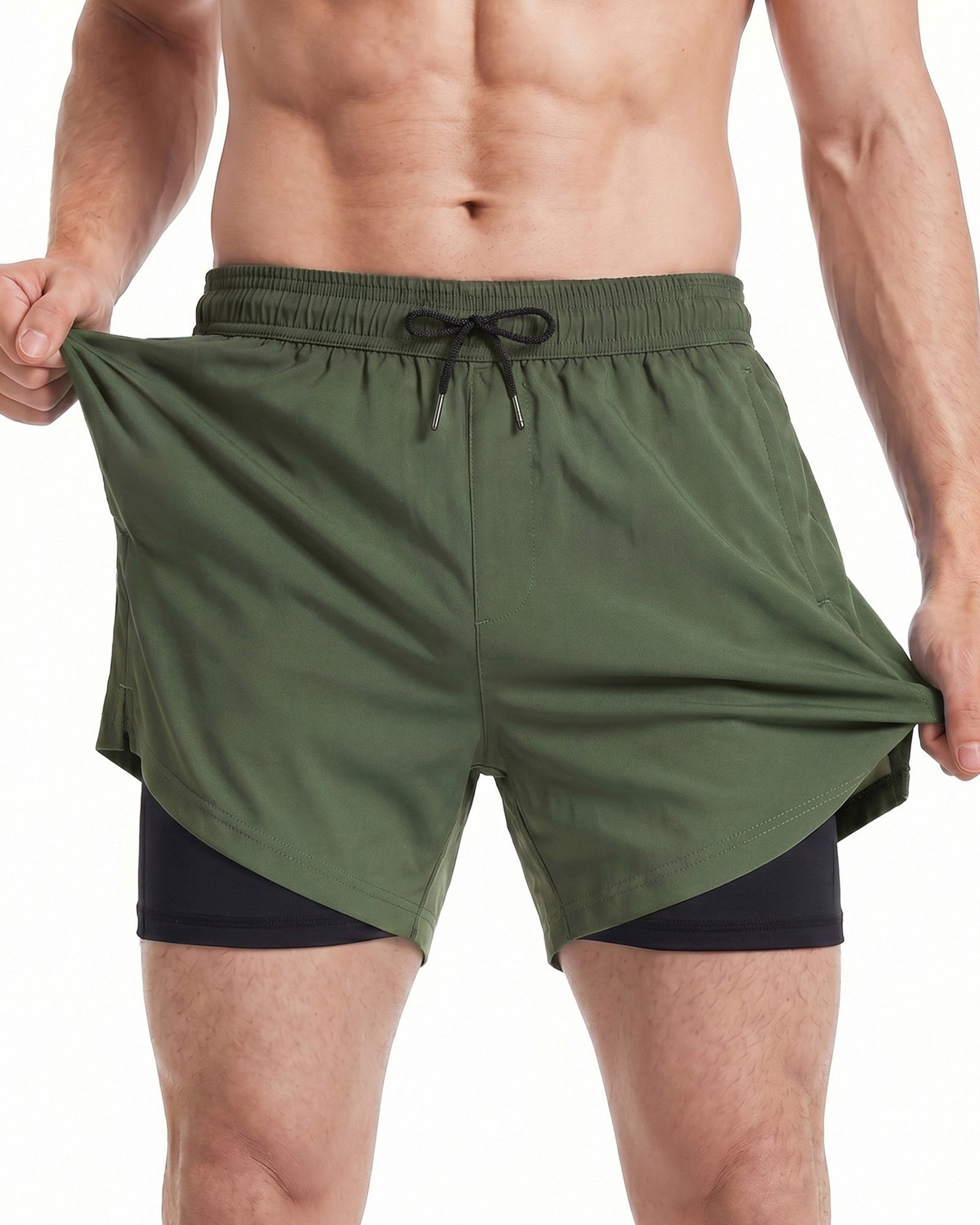 MaaMgic Shorts Herren Stretch kurze Hose Männer Badehose mit Reißverschlusstaschen (1-tlg)