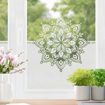 Fensterfolie statisch haftend Motiv Fensterdeko Mandala Ornament Bordüre Wellness, Bilderdepot24, blickdicht, Sichtschutzfolie selbsthaftend & repositionierbar inklusive Anleitung, Innen Fenster Tür Balkontür Küche Badezimmer Wohnzimmer Schlafzimmer