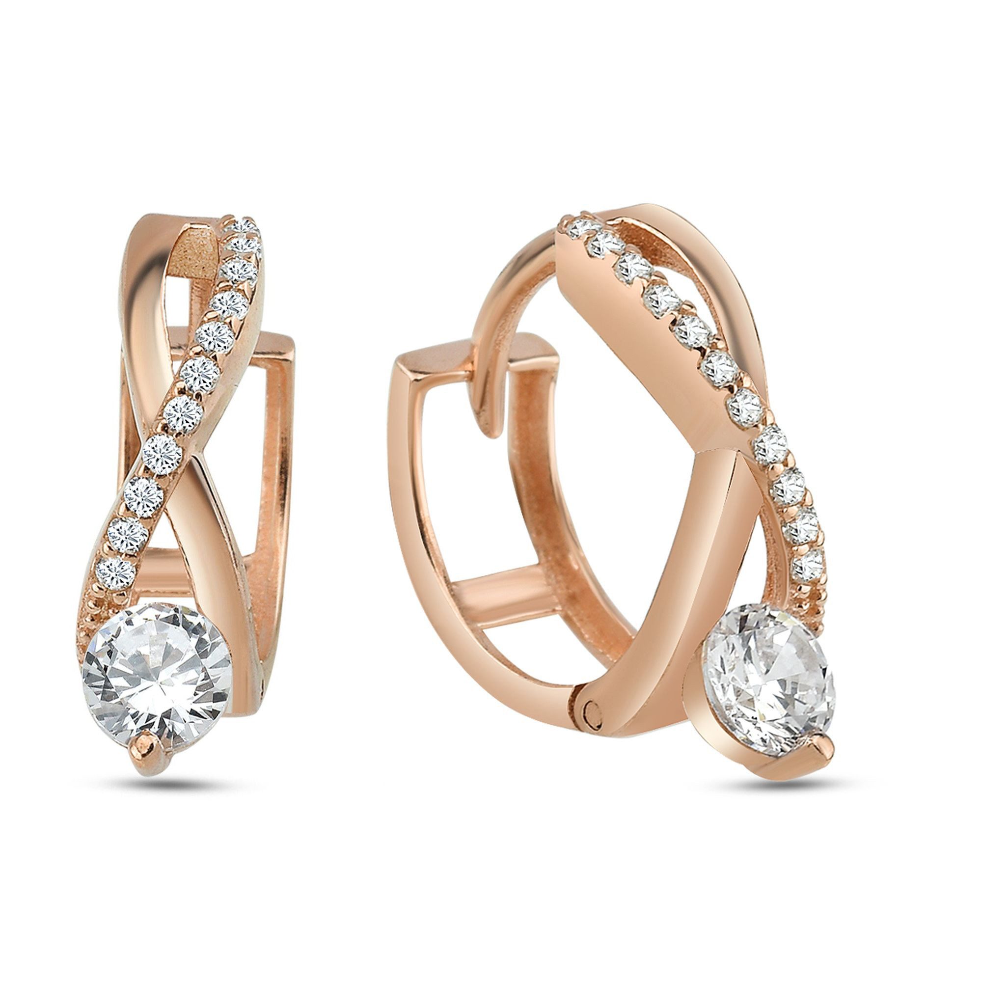 dKeniz Paar Creolen 925/- Sterling Silber rosévergoldet X Ohrring