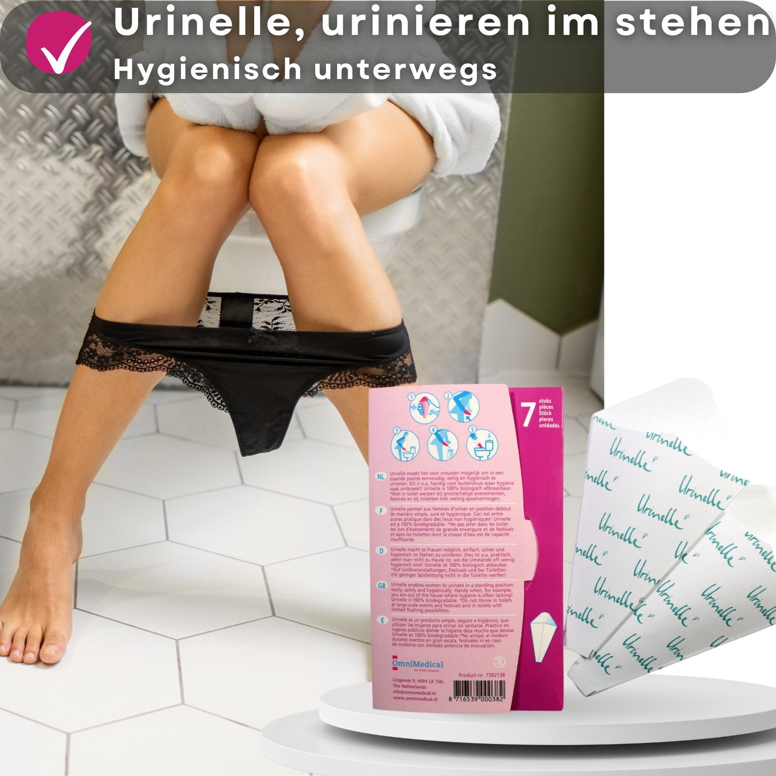 Lovelyness Urinal Urinelle Damen Einweg Urinal aus Papier 7 Stück, (7-tlg)