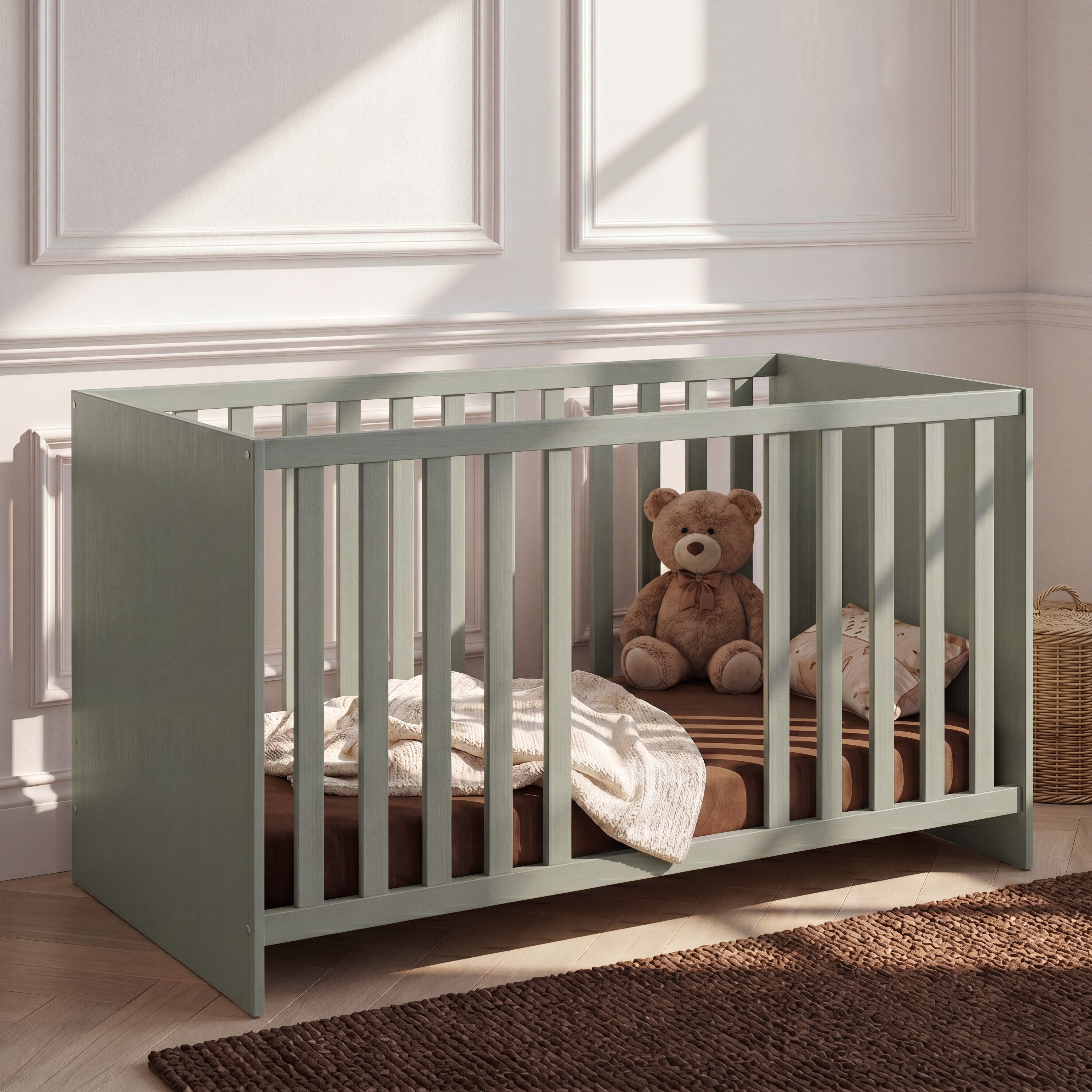 arthur berndt Babybett Essentials, Made in Germany; mit Schlupfsprossen;Mitwachsend; 4x höhenverstellbar