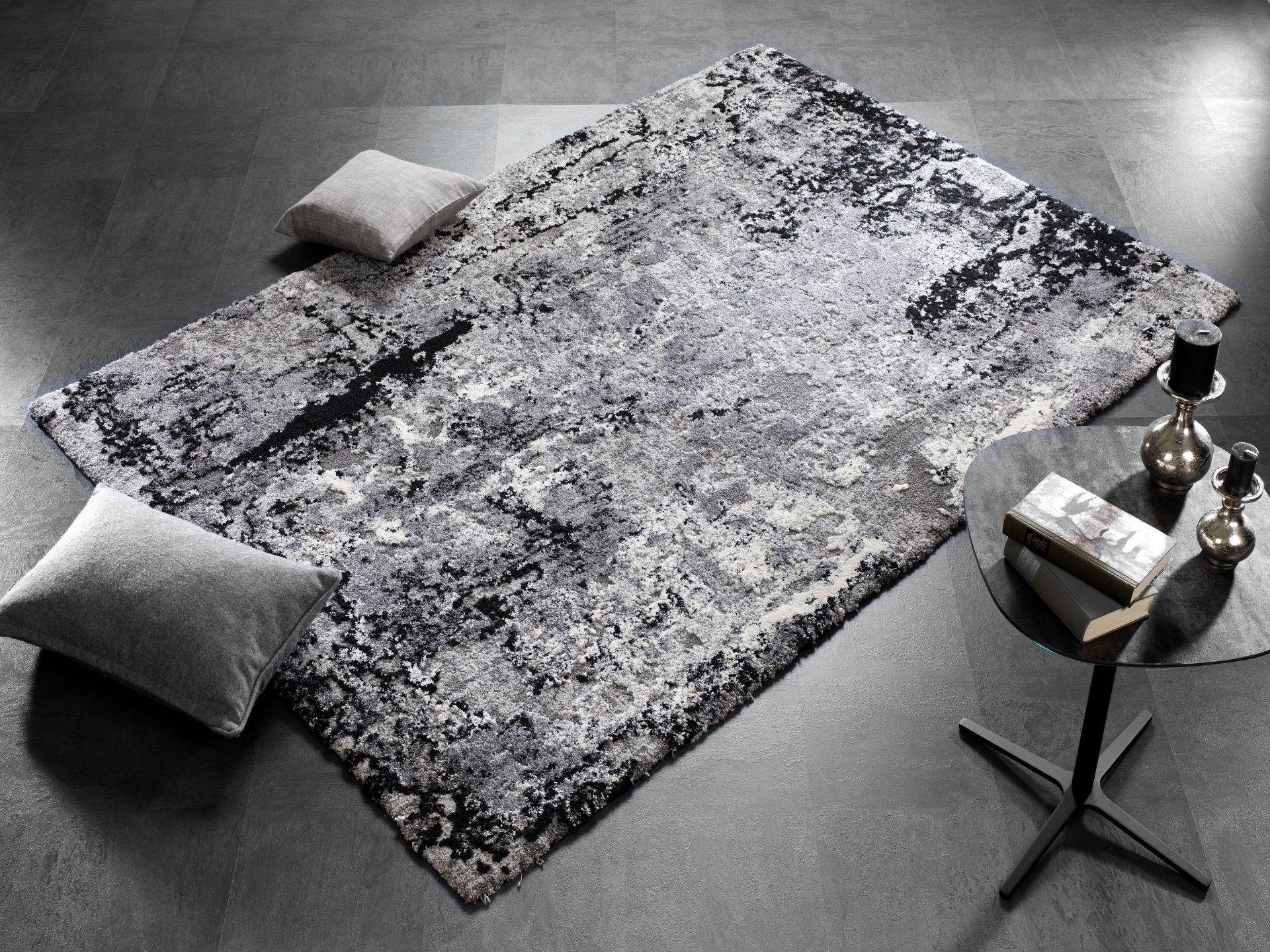 OCI DIE TEPPICHMARKE Teppich JUWEL LIRAY, auch als Läufer und in Rund, rechteckig, Höhe: 20 mm, Kurzflor, Wohnzimmer, Marmor Optik, Hoch Tief Effekt, dichte Qualität