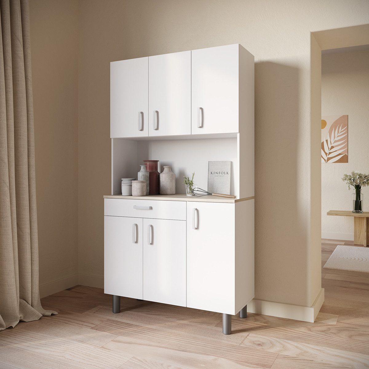 habeig Küchenbuffet Küchenbuffet Küchenschrank Singleküche #206 Badschrank Küchenregal extra schwer