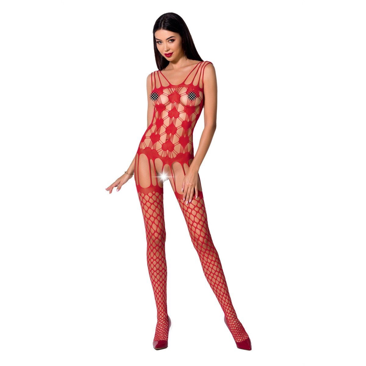 Passion-Exklusiv Catsuit PE - BS067 red (S/L) Bodystocking