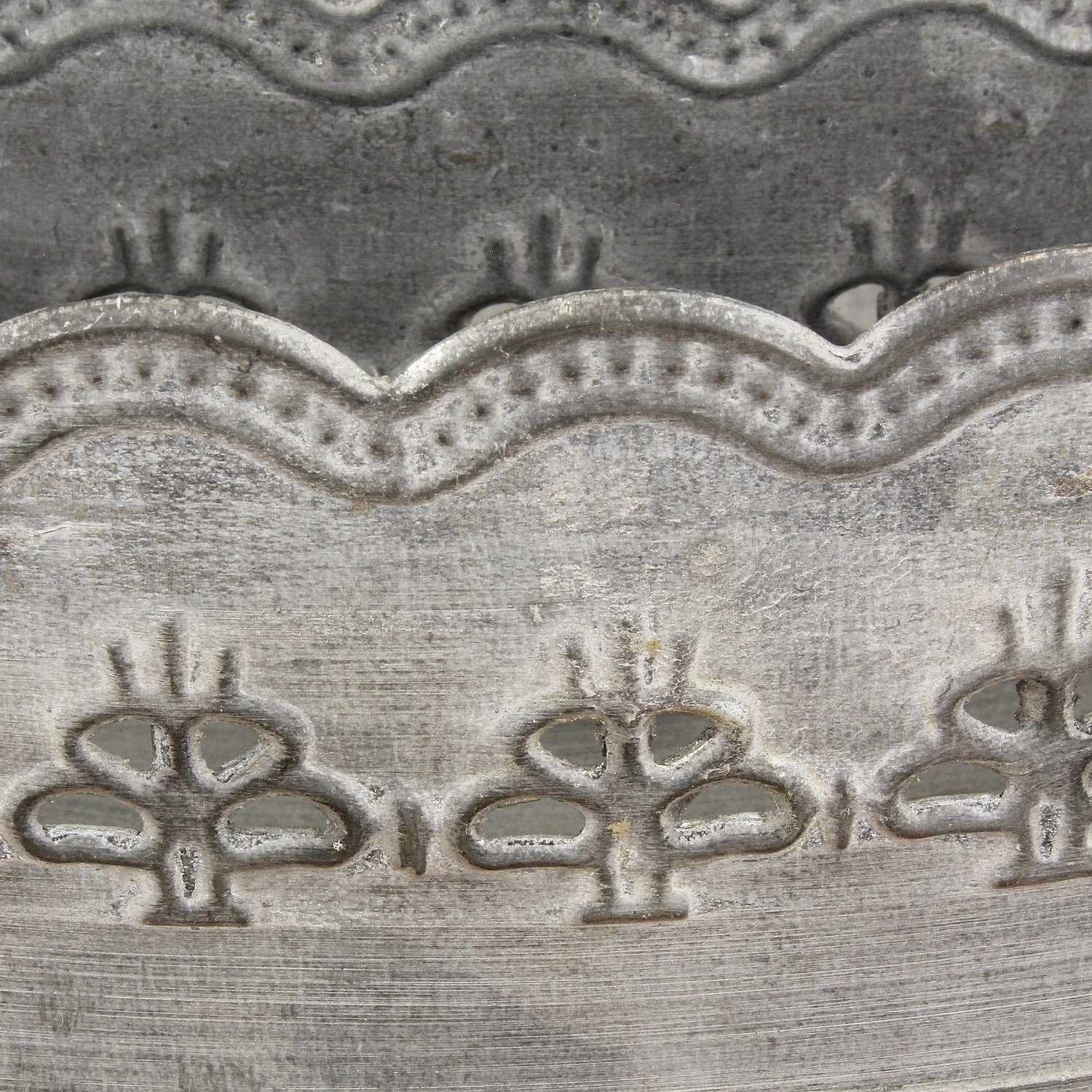 Macosa Home Dekotablett 2er Set Blech Grau rund Landhaus Tablett Metalltablett (2er Set, 2 St., 2 Stück verschiedene Größen), 30 cm & 40 cm mit Griff Blechtablett Tablett Metalltablett