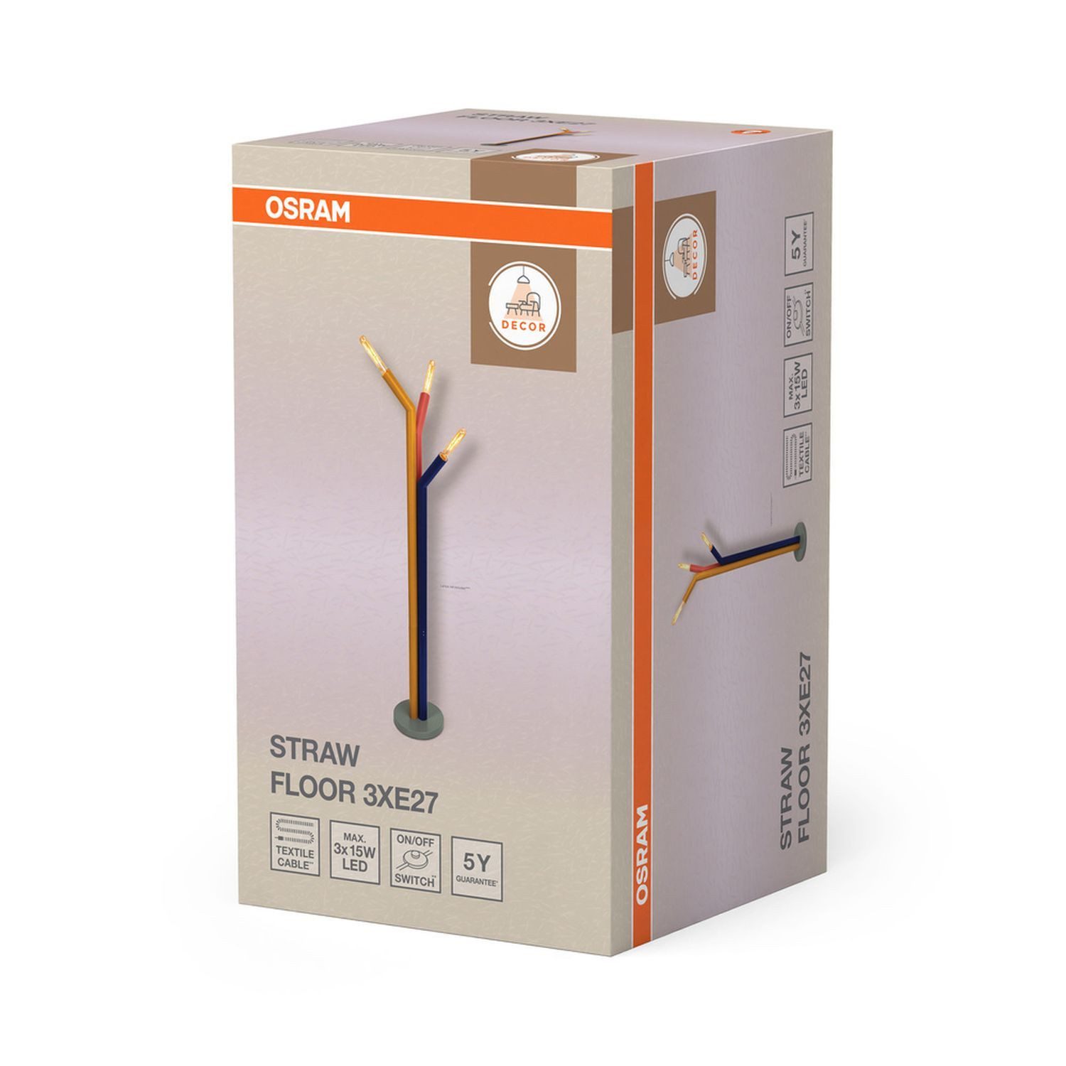 Licht-Erlebnisse Stehlampe WORENAL, ohne Leuchtmittel, E27 146.5 cm hoch 3-flammig Modern
