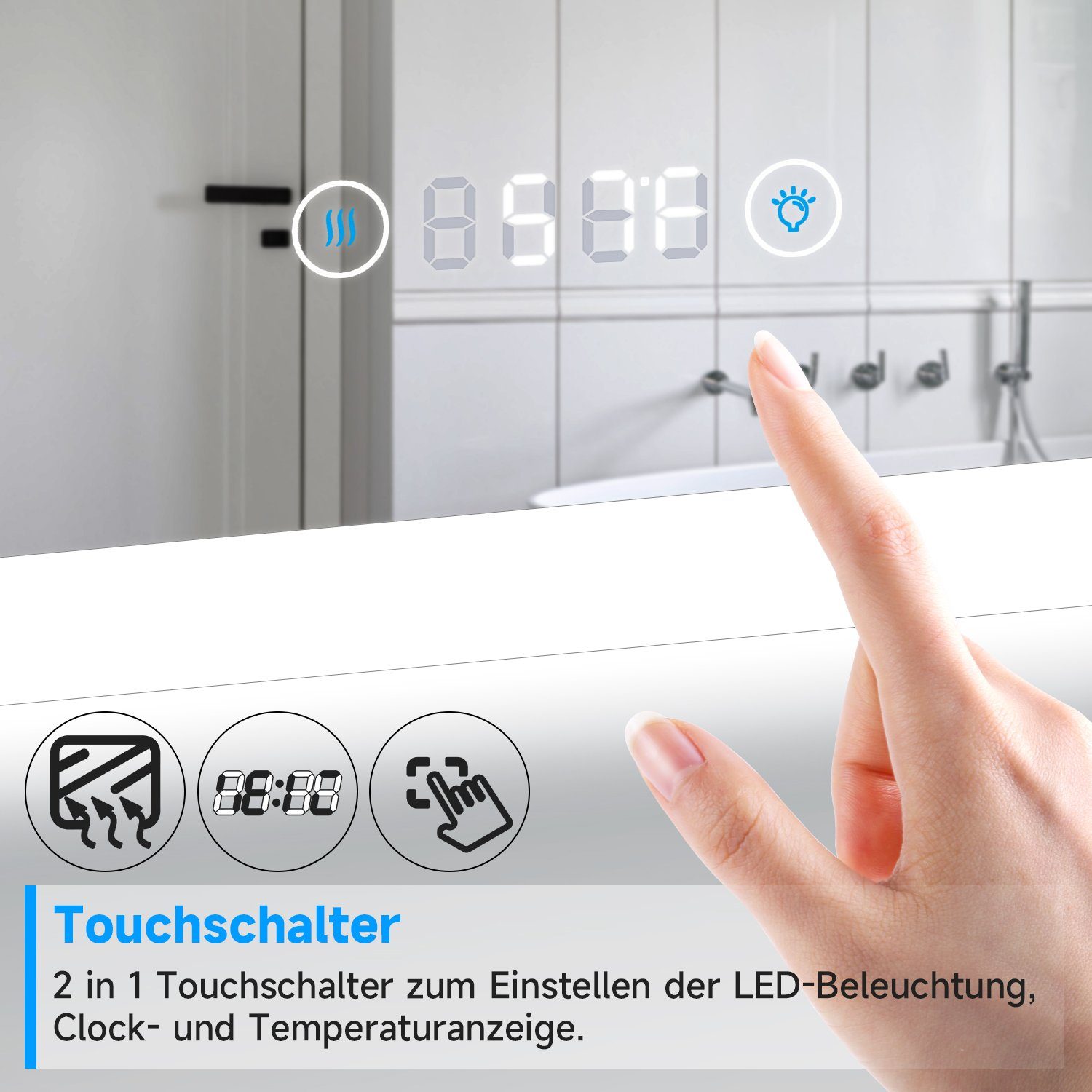 SONNI Badspiegel Badspiegel 60, 120 LED Beleuchtung Touch x Lichtspiegel Wandspiegel Badezimmerspiegel mit