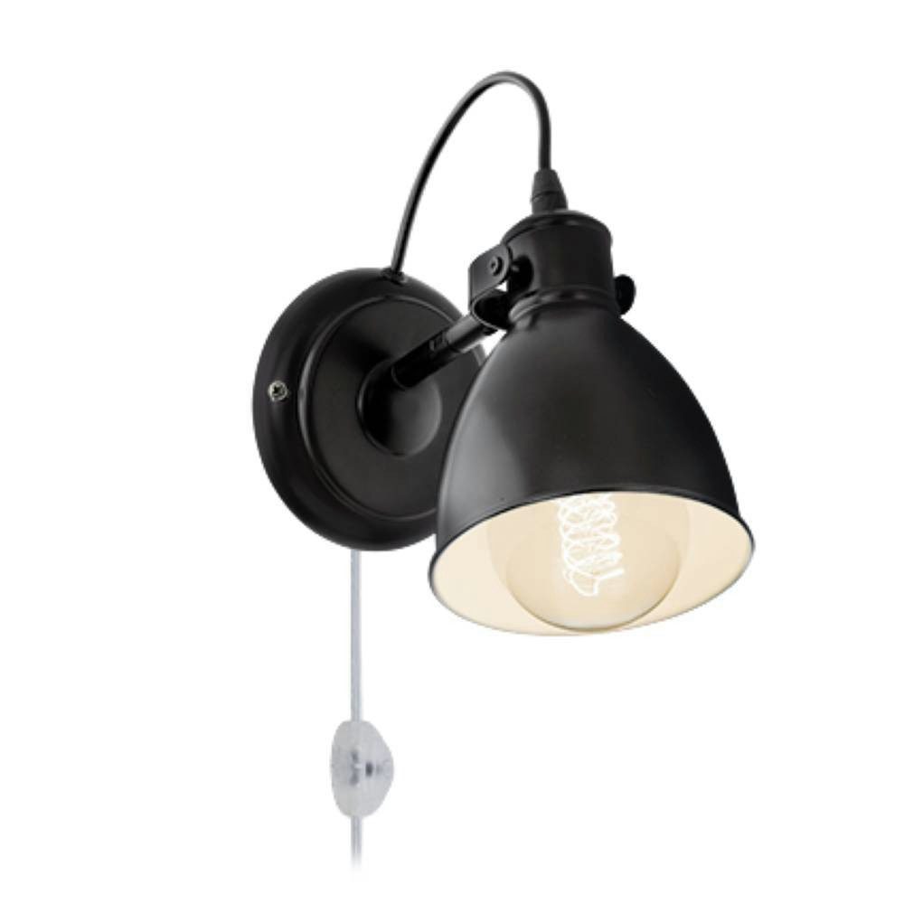 EGLO Wandleuchte PRIDDY Wandlampe, Stahl, schwarz, E27, Industrial, ohne Leuchtmittel, Wohnzimmerlampe, Esszimmerlampe, 1 flammig, Retro, Vintage, 21,5x20cm