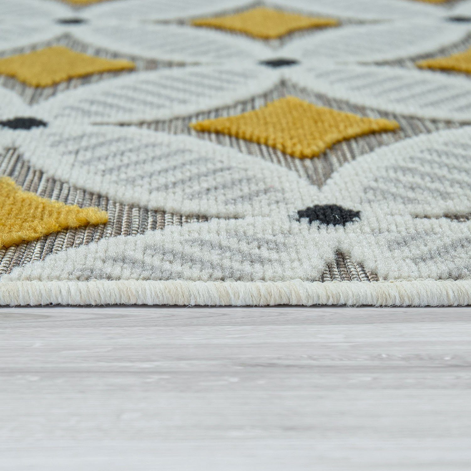 In- Home, und rechteckig, 3 gelb Charleroi geeignet Teppich Höhe: Outdoor mm, 493, Paco 3D-Retro Design,