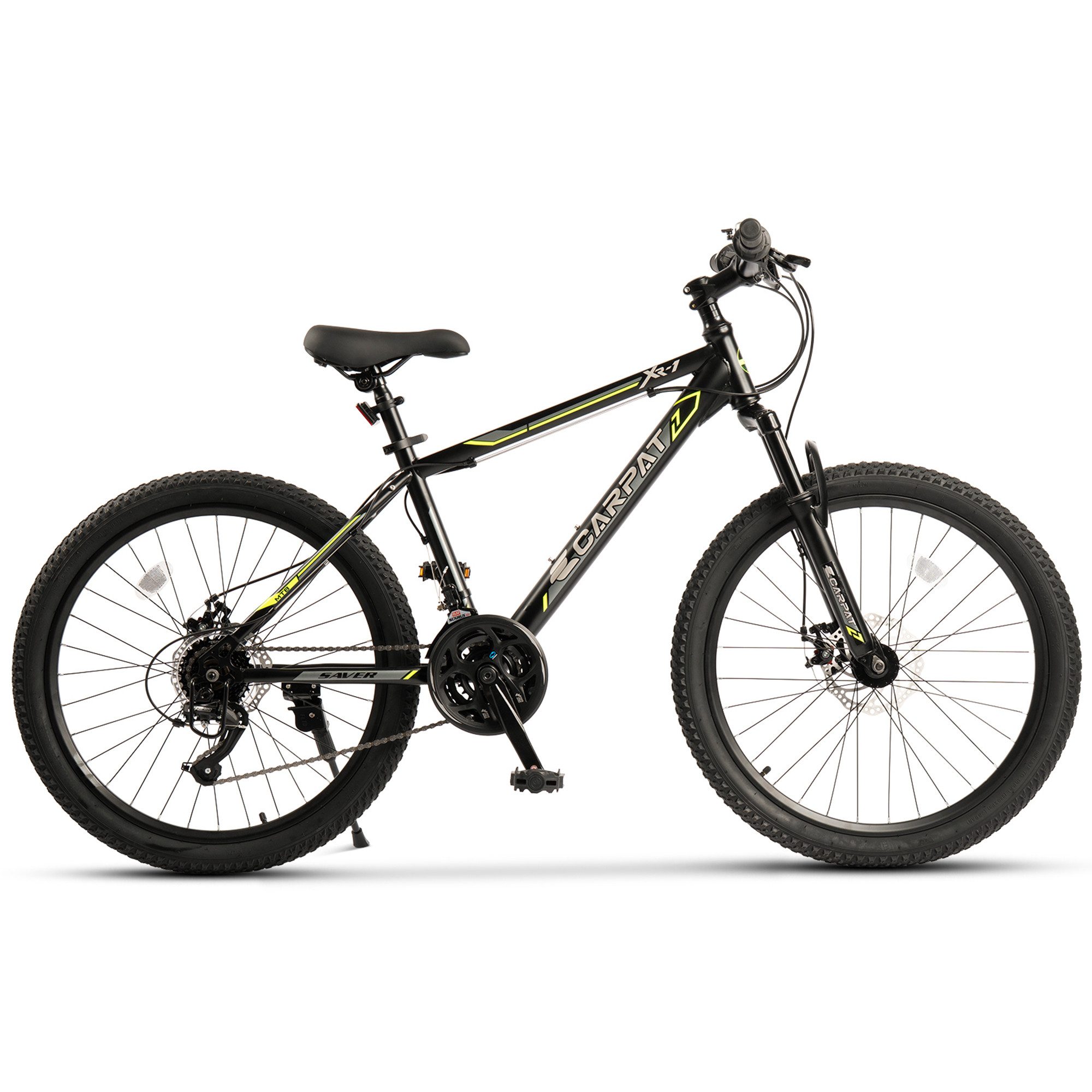 CARPAT SPORT Mountainbike 24 26 Zoll Fahrrad für Herren Damen, Mädchen und Jungen, 21 Gang, Kettenschaltung, Jugendfahrrad MTB Hardtail Fahrrad