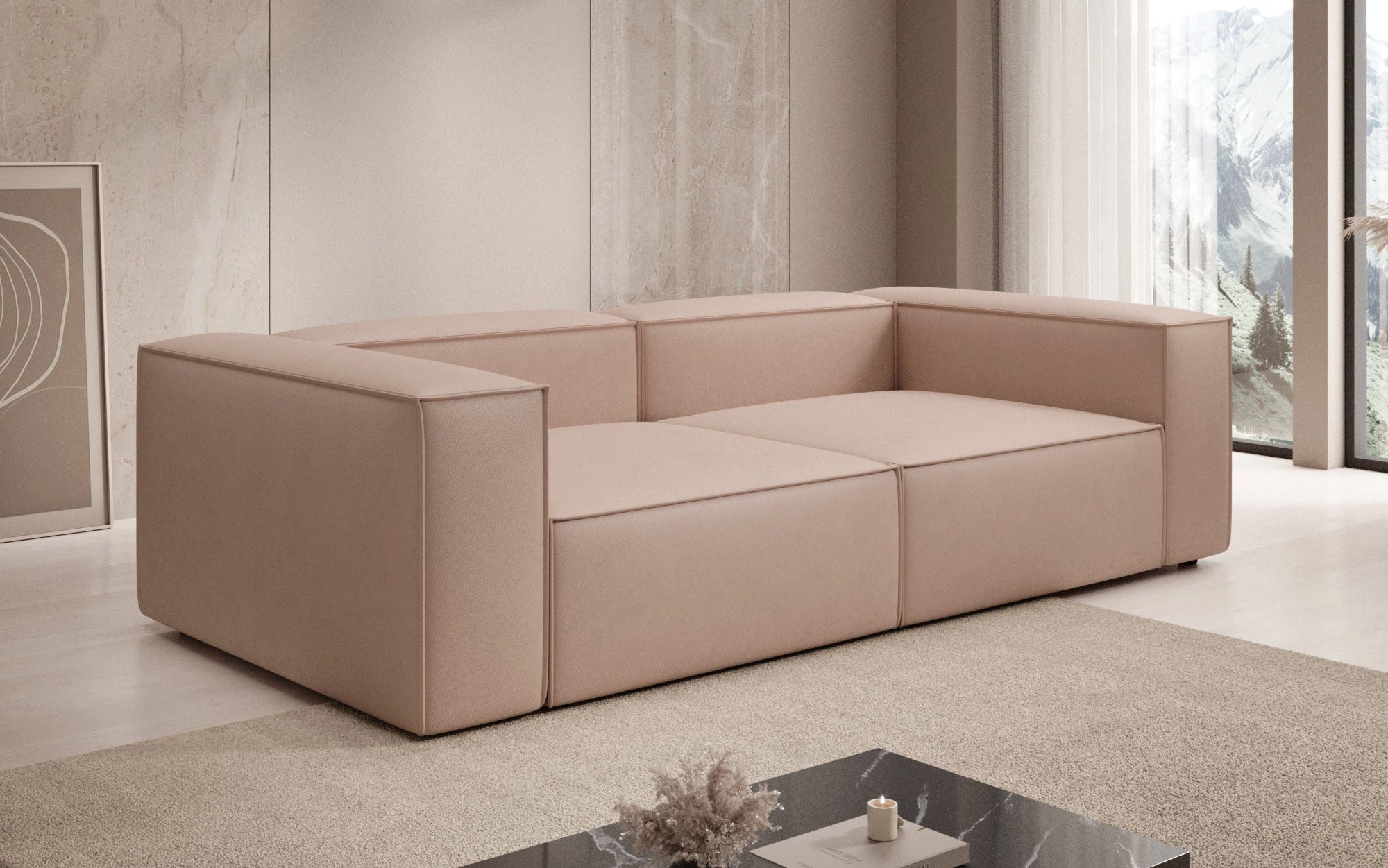 Luxusbetten24 Sofa Designer Sofa Lesley 3 Sitzer, mit Bezug aus Echtleder