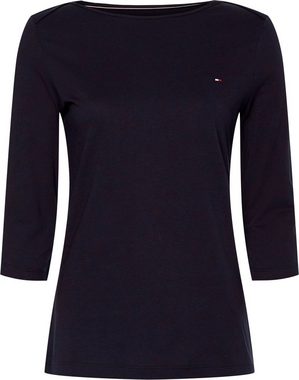 Tommy Hilfiger 3/4-Arm-Shirt ORG CO SLIM BOAT-NK TOP 3/4 SLV mit Tommy-Hilfiger-Logostickerei