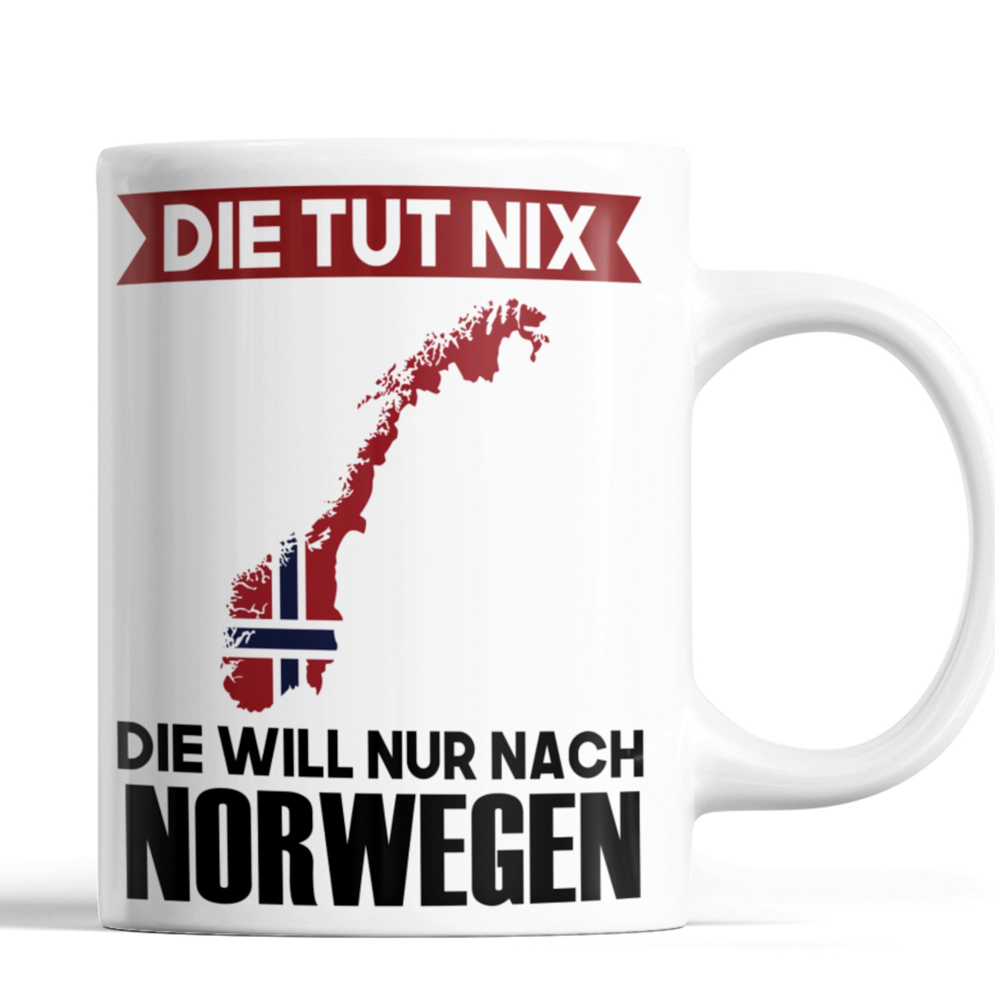 Printmacher Tasse Norwegen Tasse, die tut nix die will nur nach Norwegen, Geschenk, Keramik