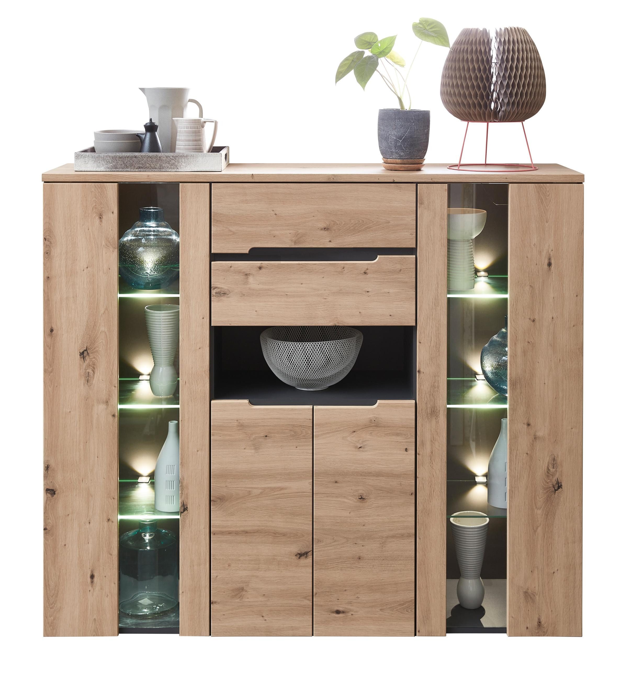 Innostyle Highboard Highboard MEMPHIS Artisan Eiche Graphit Nachbildung