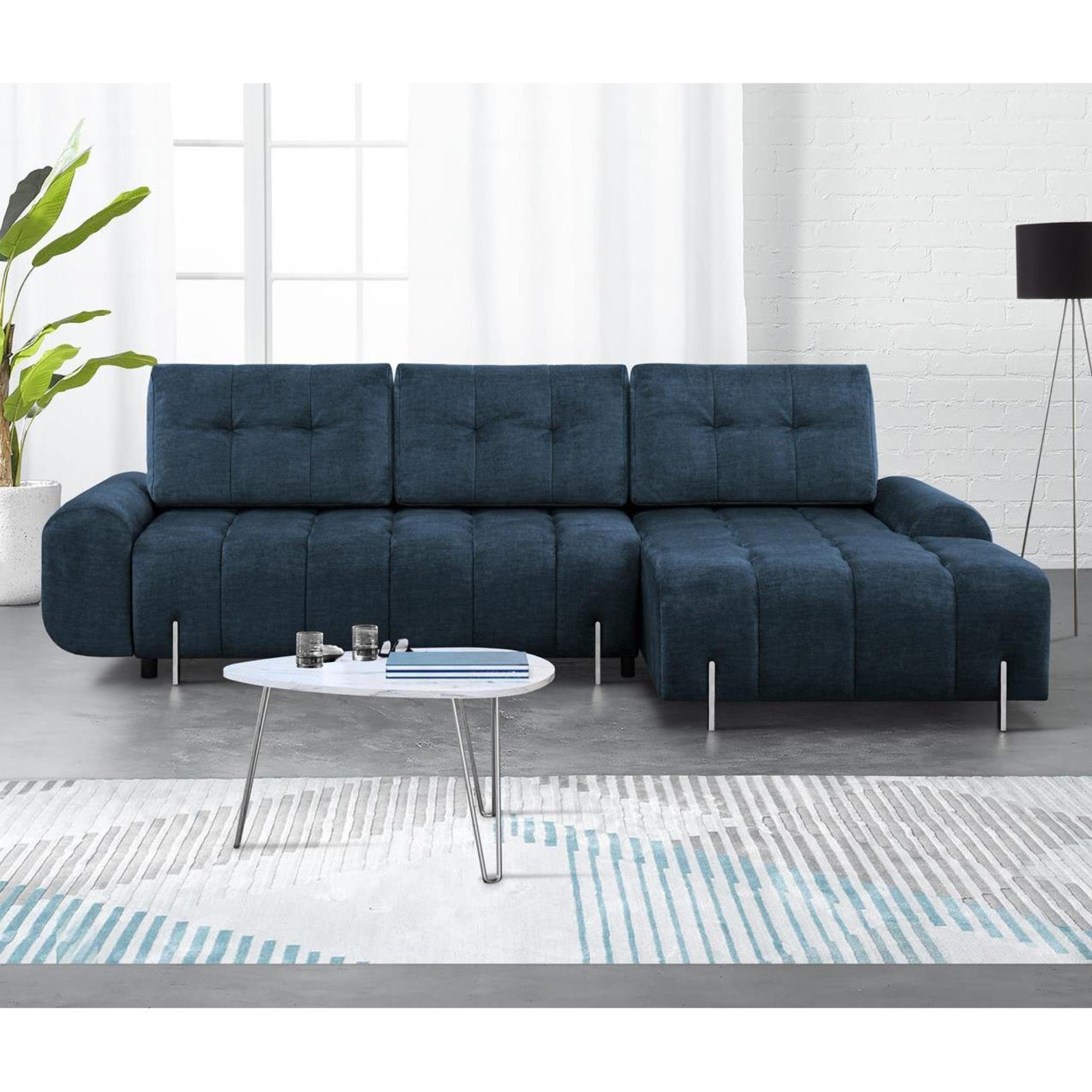 Beautysofa Polsterecke Carry, links oder rechts, L-From Ecksofa, Couch mit Bettkasten + Schlaffunktion, für Wohnzimmer Blau (vogue 13)