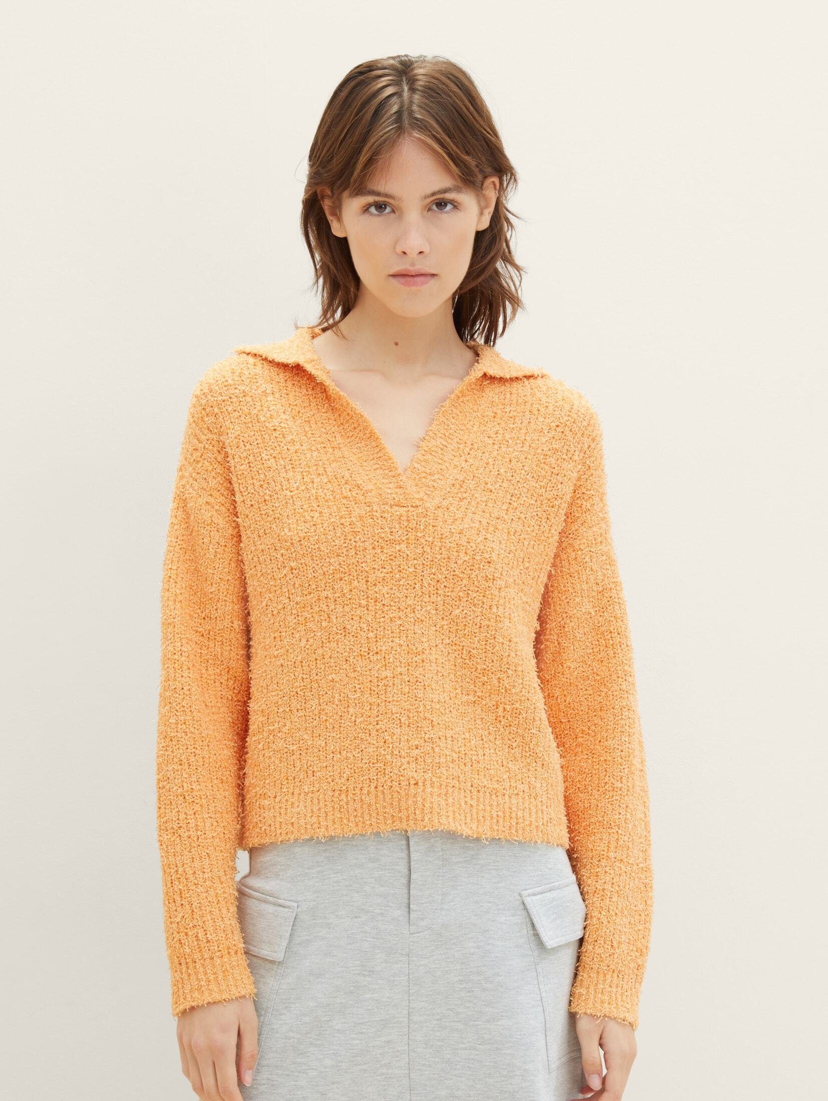 TOM Strukturierter Denim TAILOR sunrise Strickpullover apricot Strickpullover