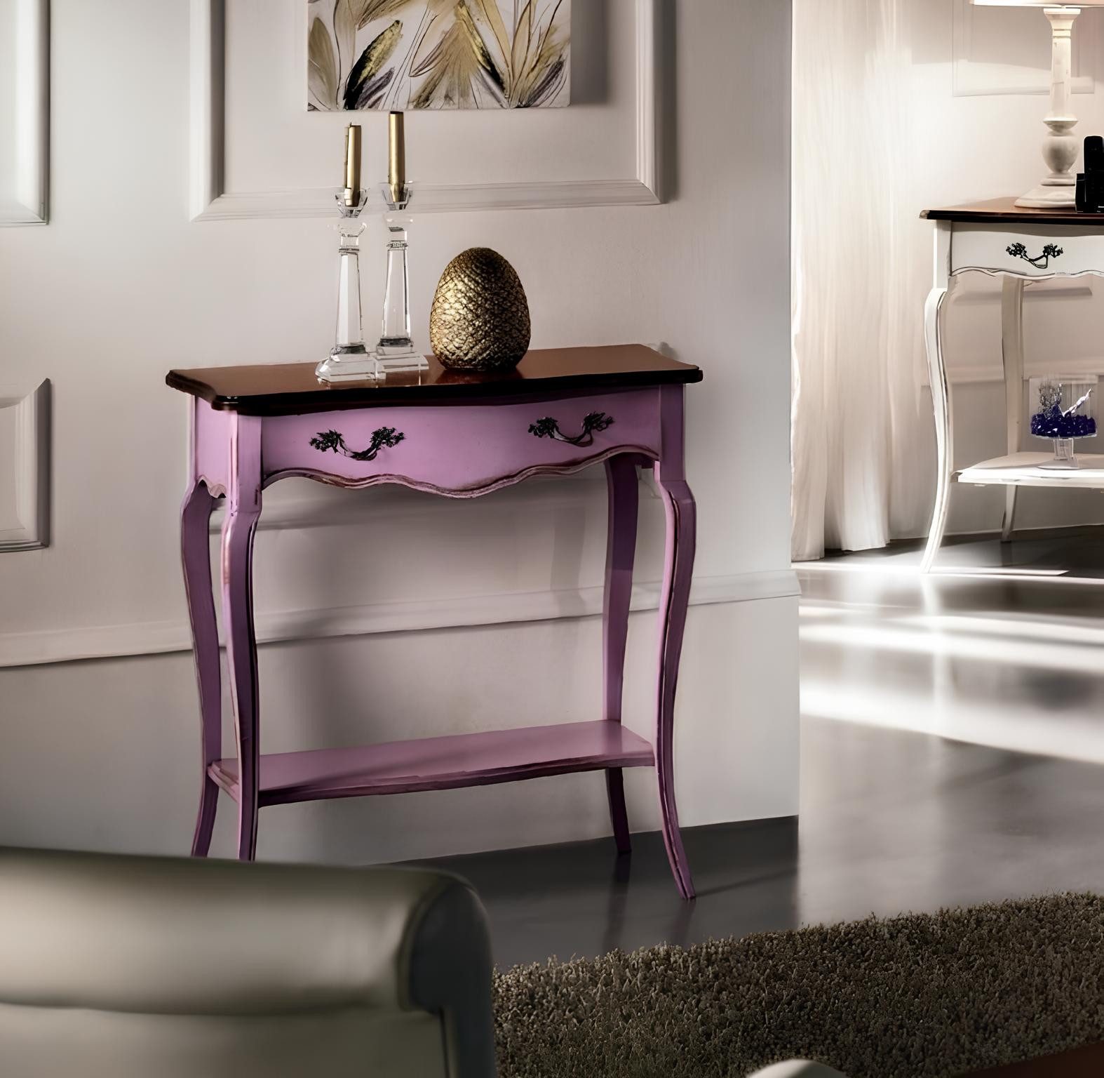 JVmoebel Konsolentisch Lila Holz Beistelltisch Konsole für die Wand, stilvolles Sideboard, Made in Europa