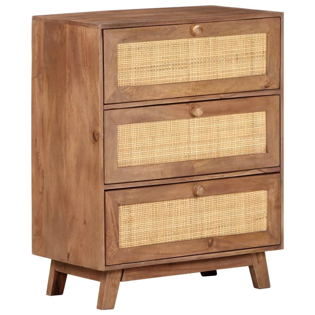 vidaXL Sideboard 61 x 35 x 76 cm Sideboard 61x35x76 cm Massivholz Mango 3 Schubladen