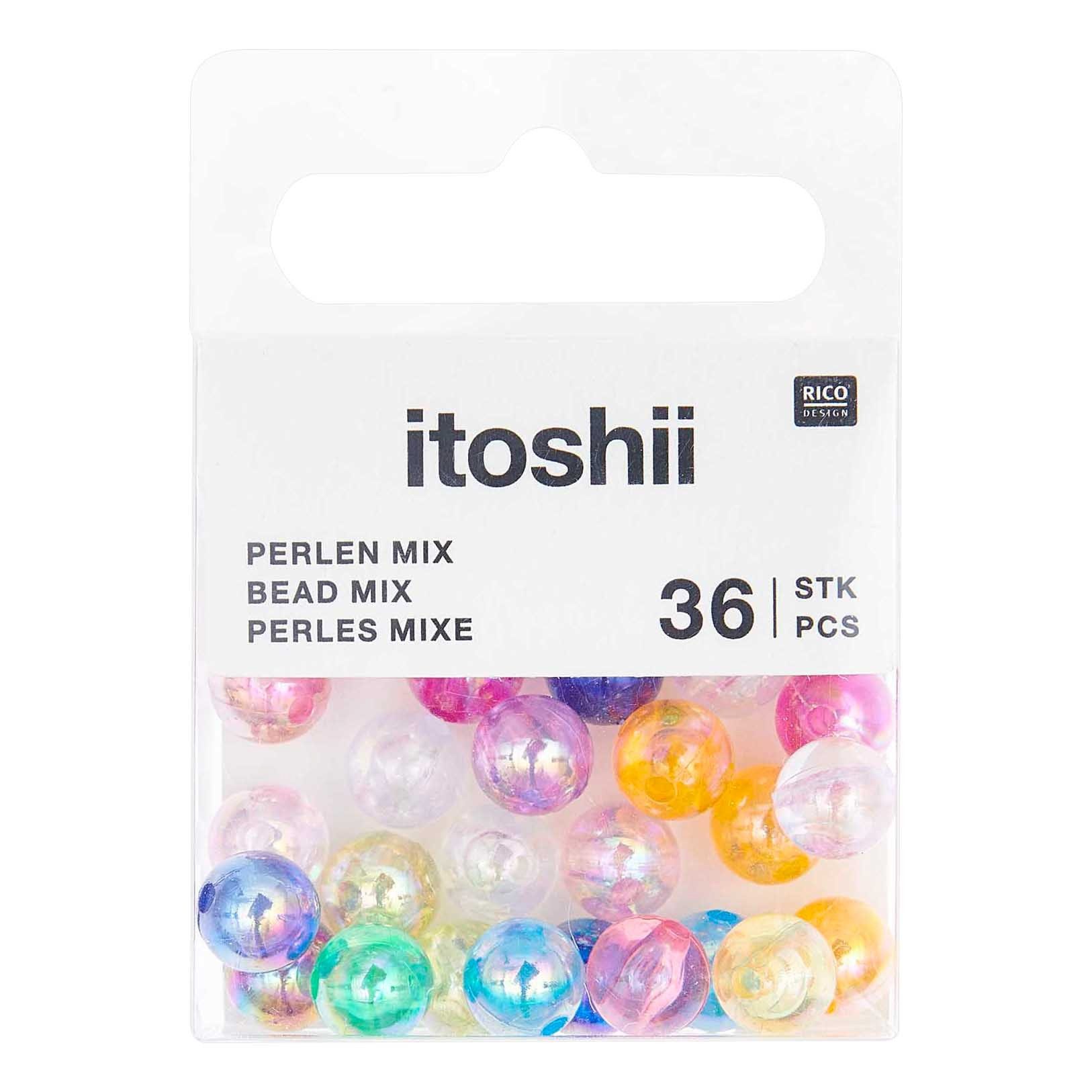 Rico Design Bastelperlen itoshii Regenbogen Holographisch, Perlen Set