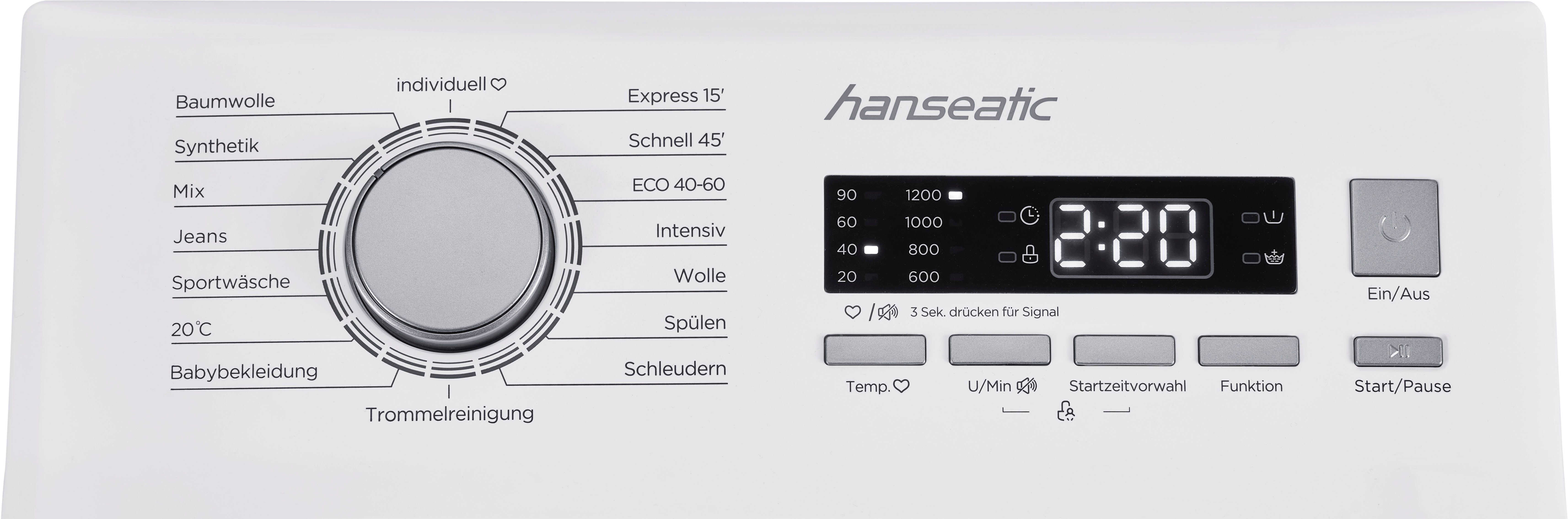 HTW7512C, 7,5 Waschmaschine Programm Express 1200 Mengenautomatik, Überlaufschutzsystem, kg, U/min, Hanseatic Toplader