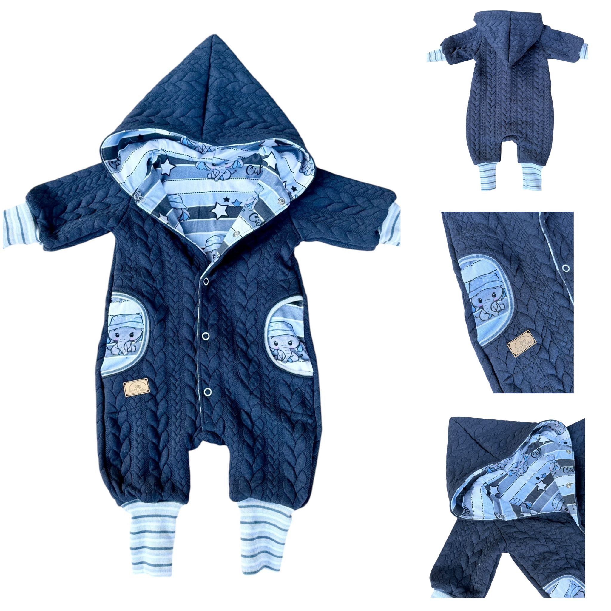 Land-Juwelen Overall Overall Zopfstrick Elefant blau – Bild 5 von 5