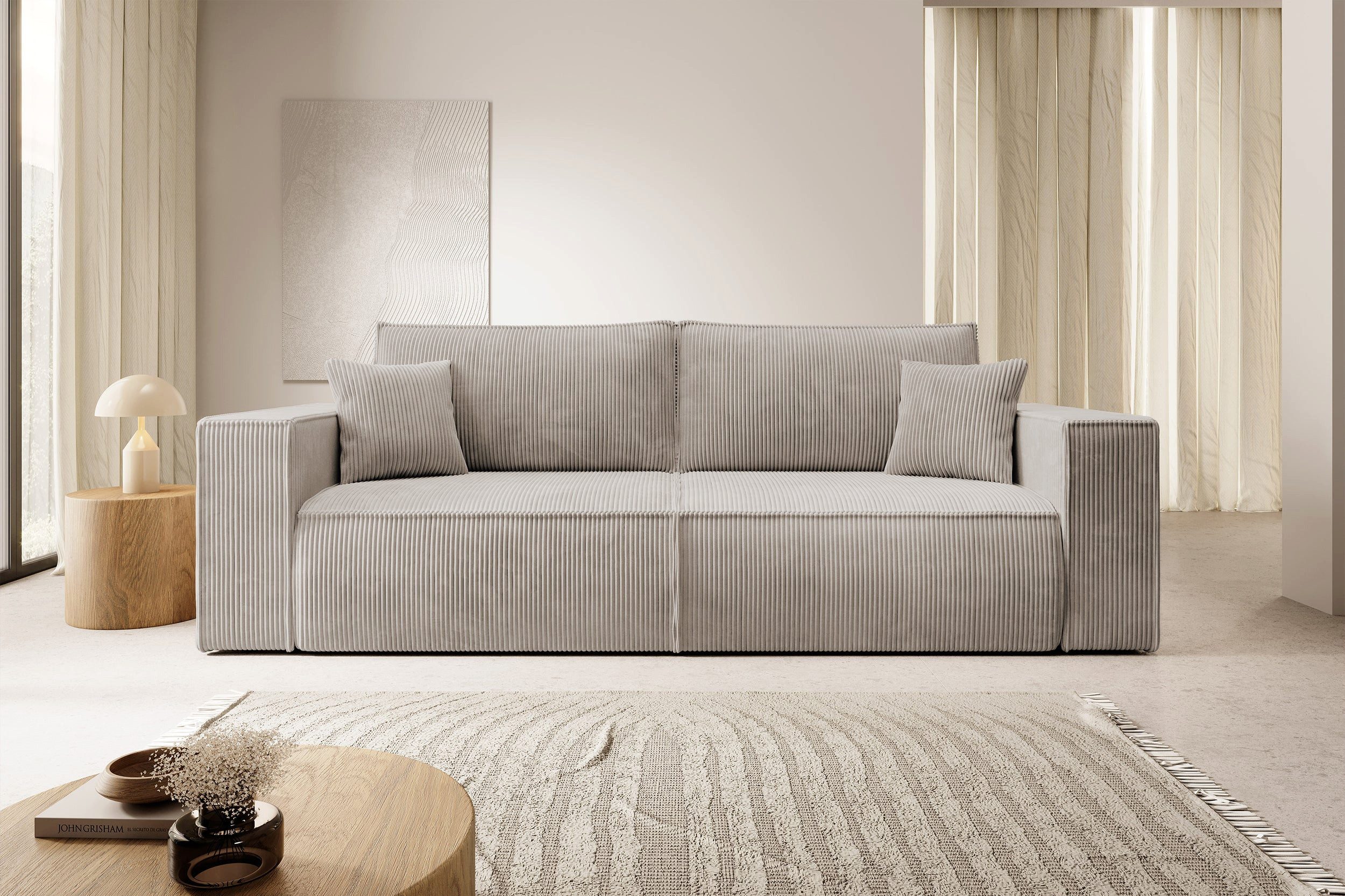 Selsey Schlafsofa FARESE NEW, 3-Sitzer-Sofa mit Bettkasten, Schlaffunktion und Cordbezug