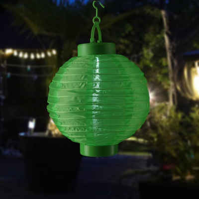 MARELIDA LED Lampion LED Solar Lampion 20cm Party Balkon Terrasse Garten Laterne grün, LED Classic, kaltweiss (5300K bis 6000K)