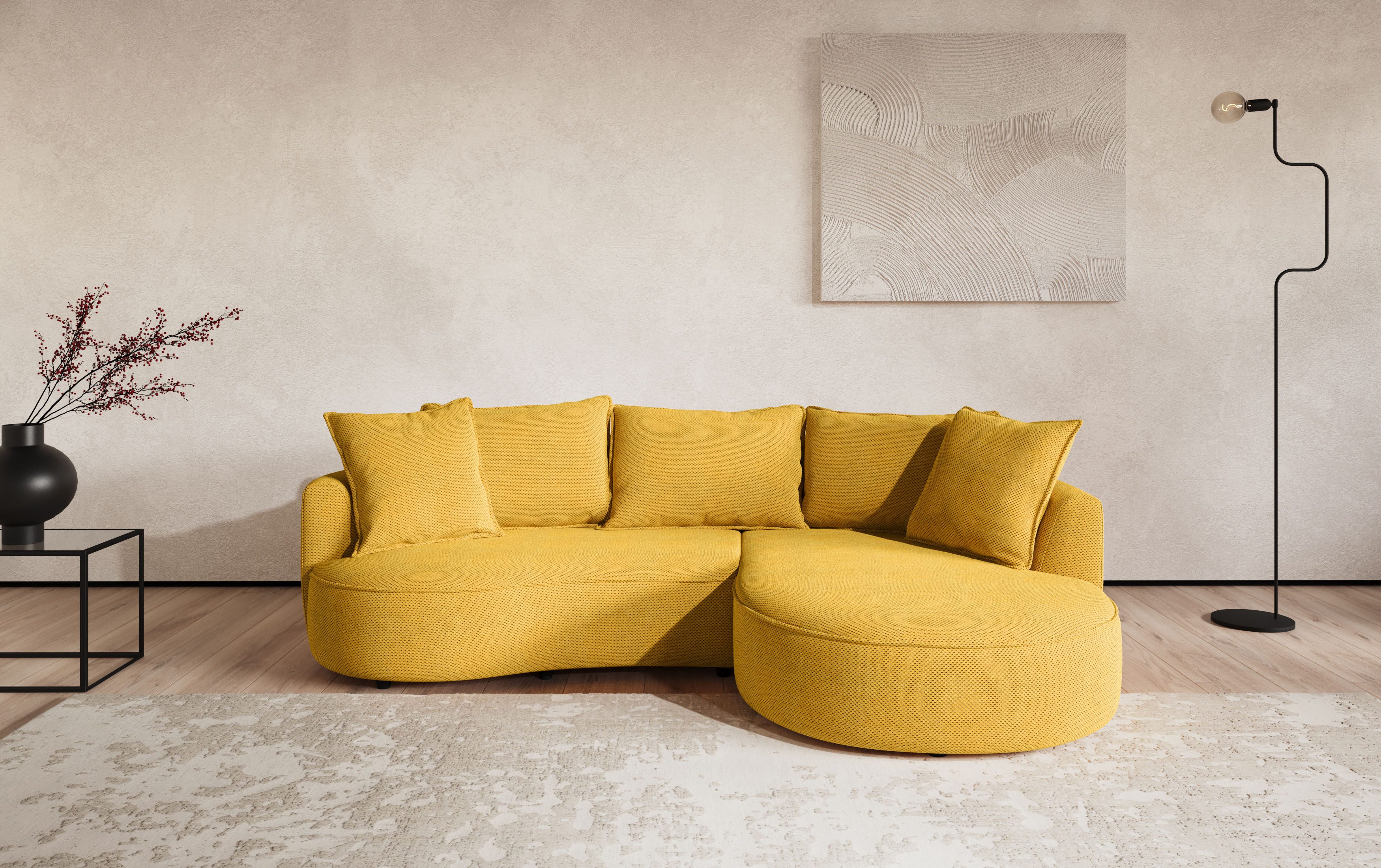 OTTO home Ecksofa Sana L-Form, B: 260 cm, organische Form, Otto.Verlässliche Qualität, Loungesofa mit Wellenunterfederung
