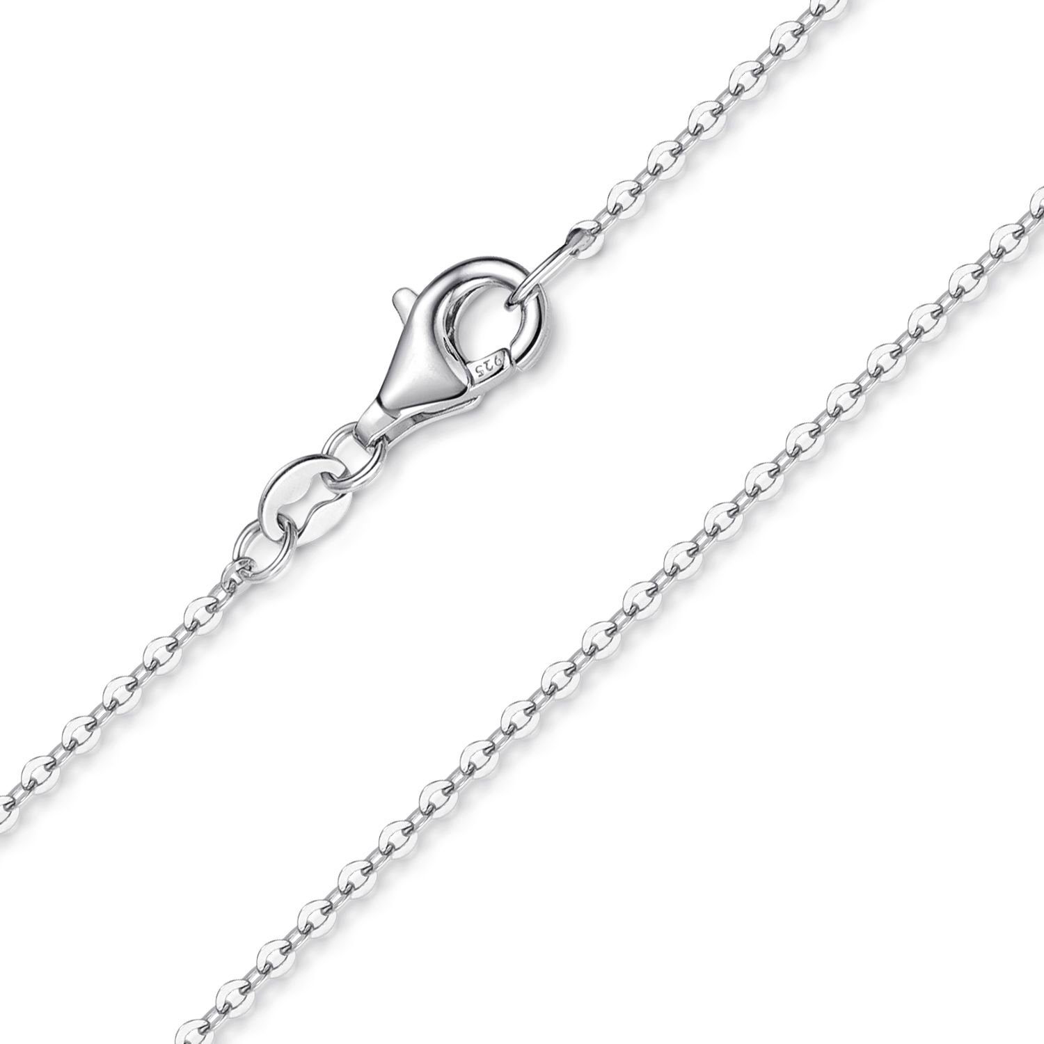 Materia Silberkette Damen Mädchen Silber Ankerkette gewalzt 1mm K97, 925 Sterling Silber, rhodiniert