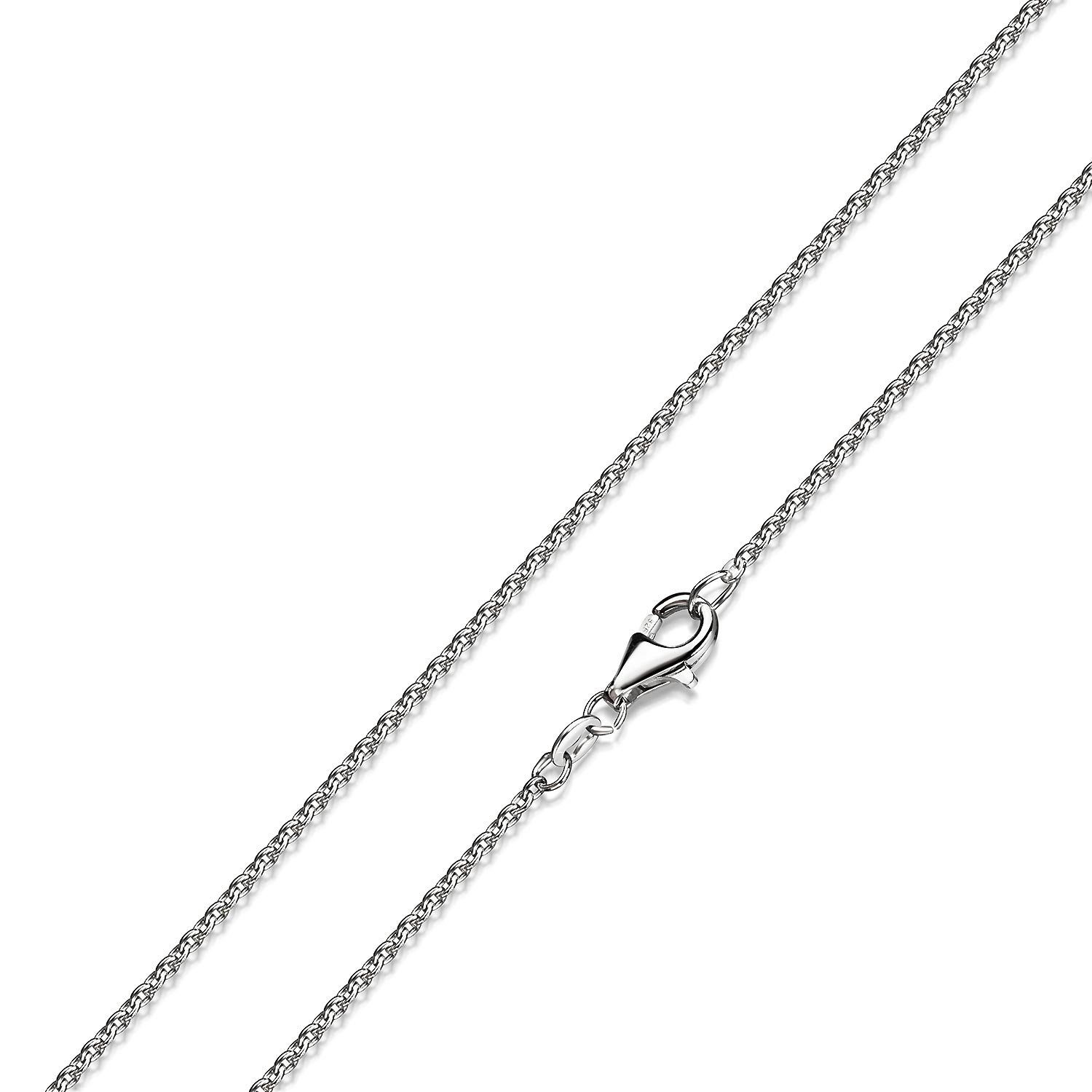 Materia Silberkette Damen Silber Ankerkette rund 1,1mm 40-70cm K36, 925 Sterling Silber, rhodiniert