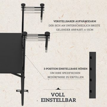 Outsunny Balkonhängetisch Balkontisch zum Einhängen bis 15 kg belastbar (Terrassentisch, 1-St., Hängetisch), für Garten, Metall, 62 x 60 cm, Schwarz