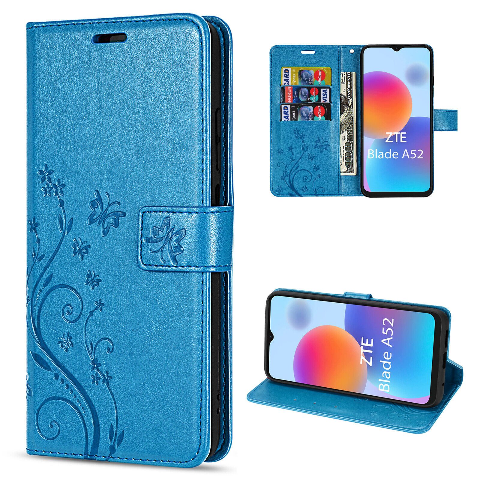 betterfon Handyhülle Handytasche für ZTE Blade A52 Klapphülle Flip Case, Bookstyle-Hülle: Magnetverschluss 3 Kartenfächer & Standfunktion