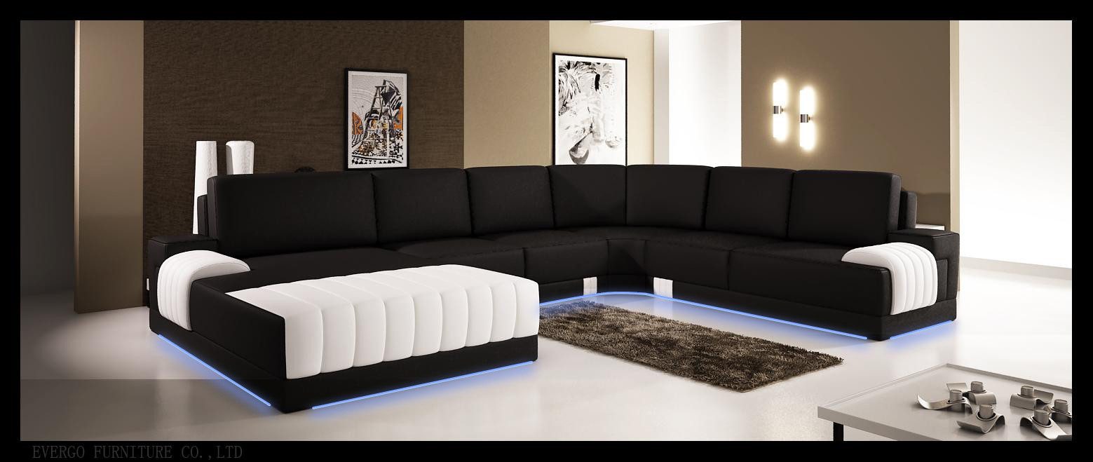 JVmoebel Wohnlandschaft Ecksofa Polstermöbel aus Leder in U-Form XXL Couch Garnitur, Made in Europa