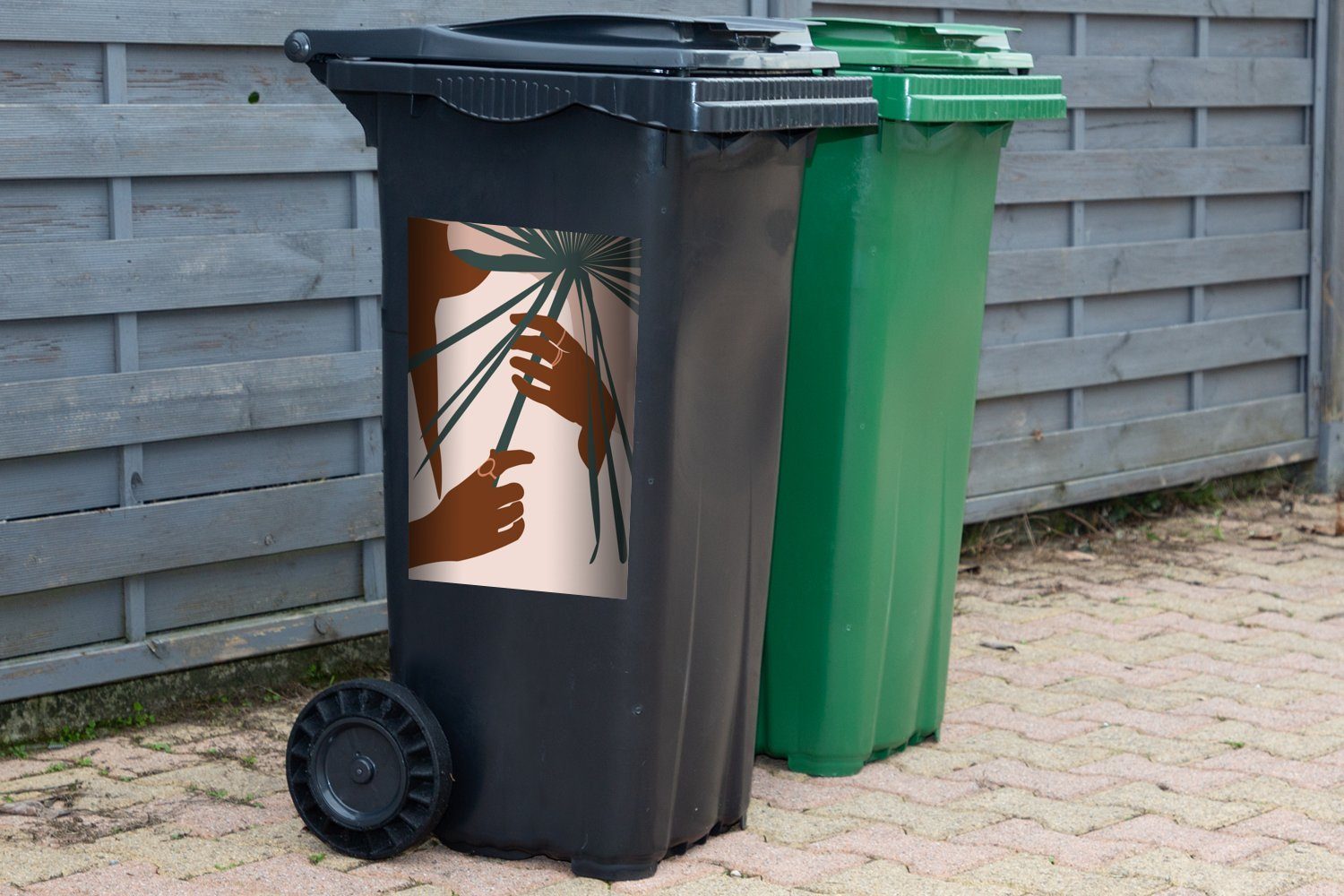 Sommer St), Mülleimer-aufkleber, - - Pflanze (1 Container, Mülltonne, Frau MuchoWow Sticker, Abfalbehälter Wandsticker
